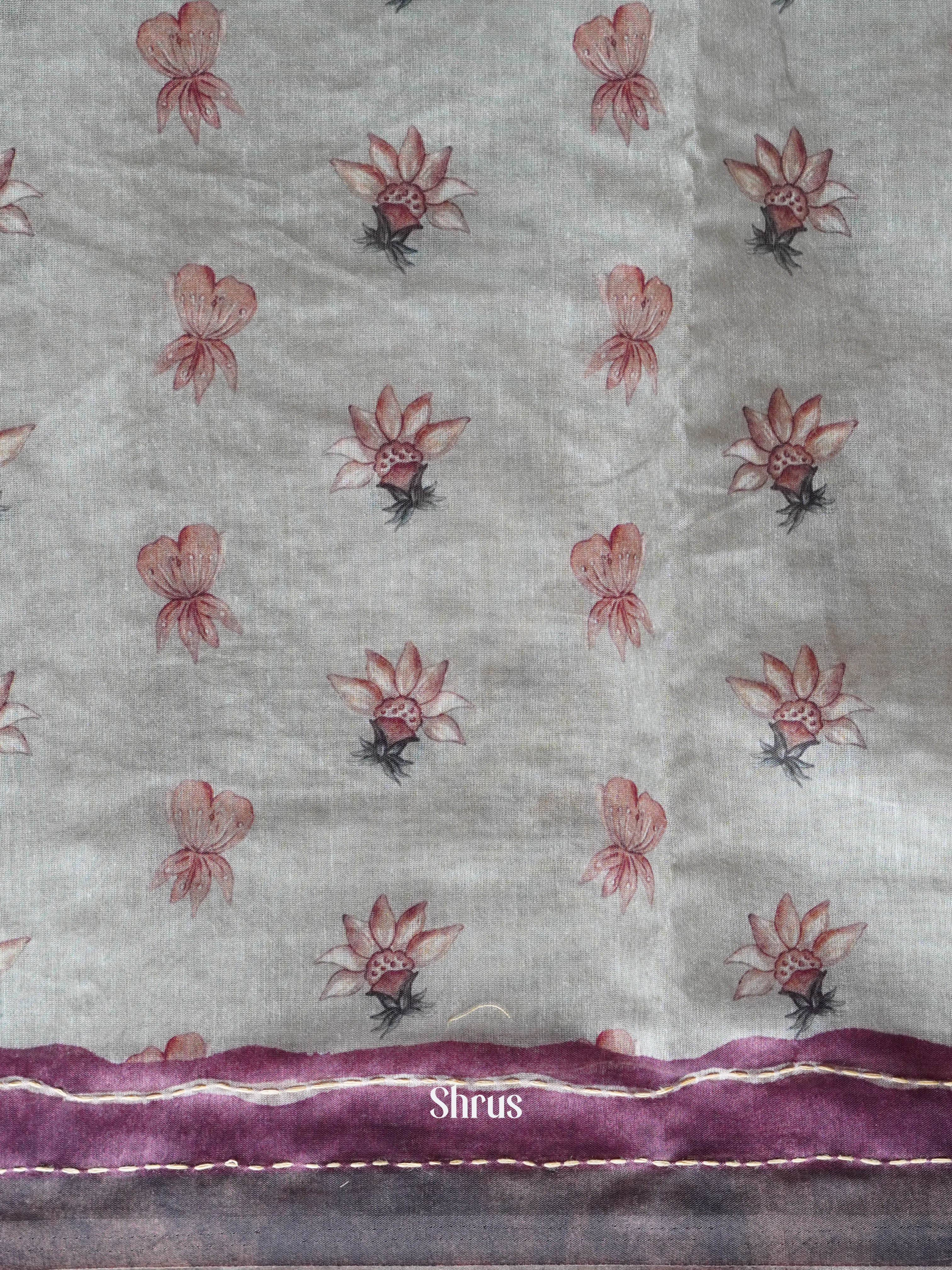Grey & Brown - Semi Kantha Saree - Shop on ShrusEternity.com