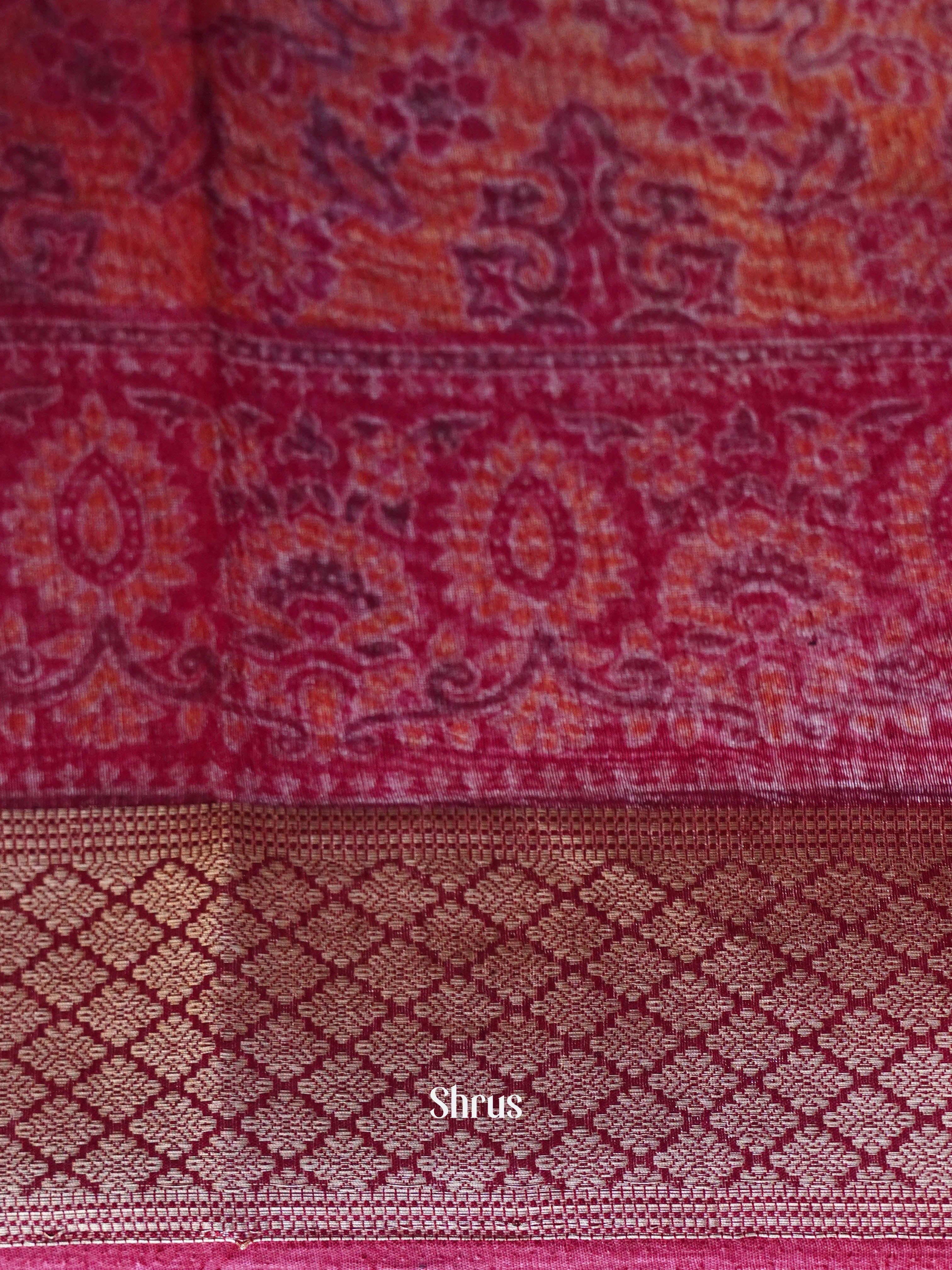 Mustard Yellow & Red - Art modal Saree - Shop on ShrusEternity.com