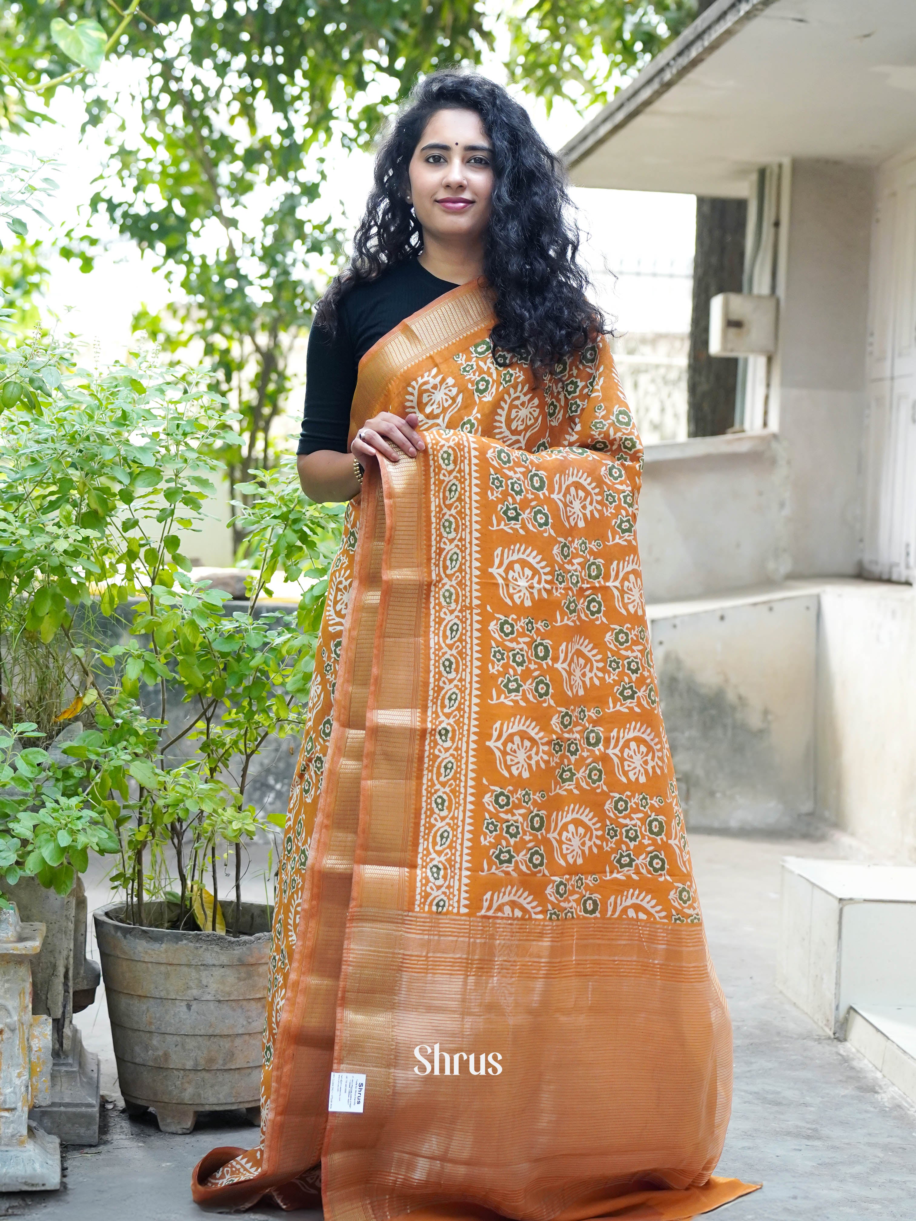 Copper Brown - Art modal Saree - Shop on ShrusEternity.com