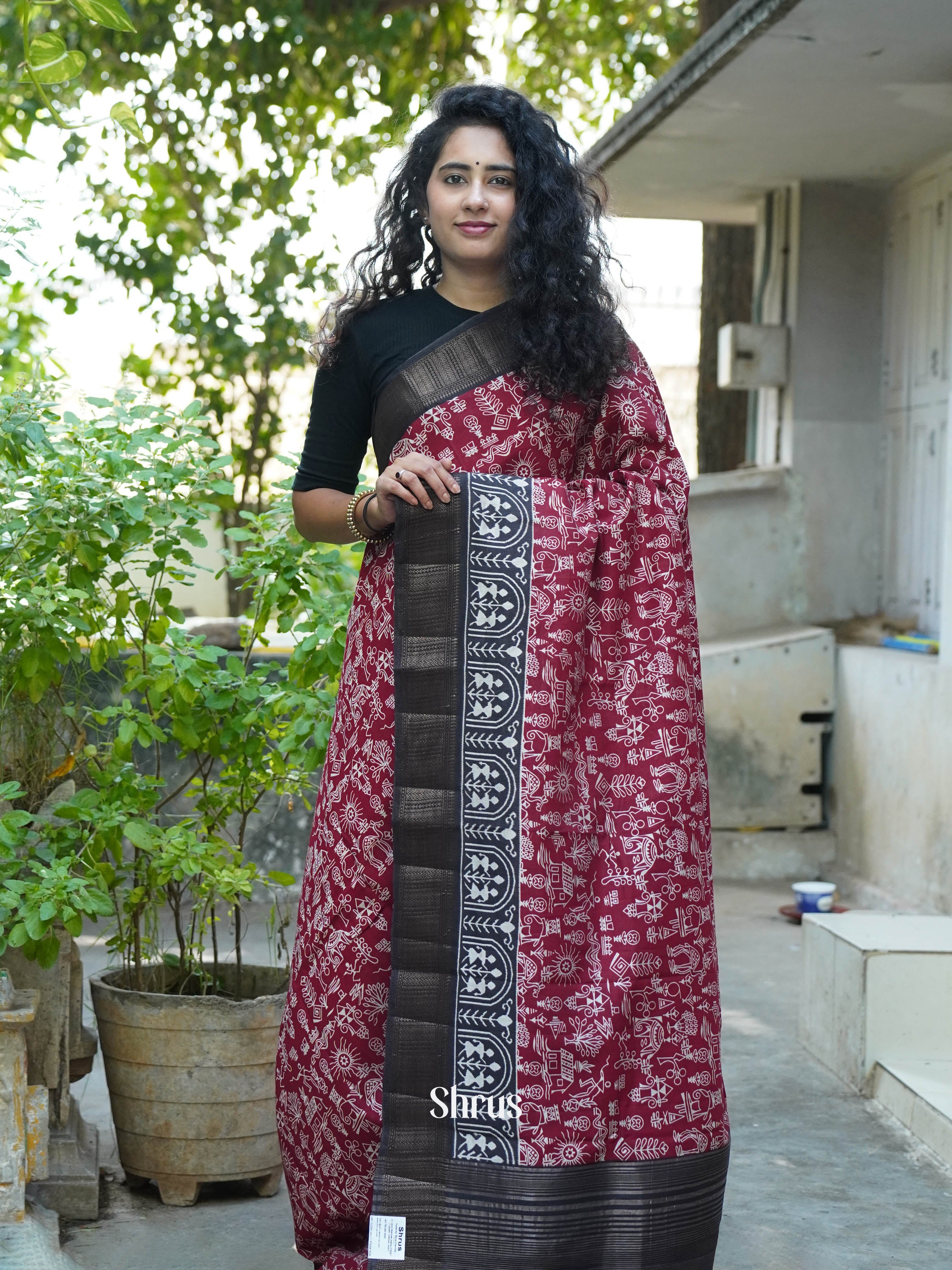 Red & Black - Art Modal Saree - Shop on ShrusEternity.com