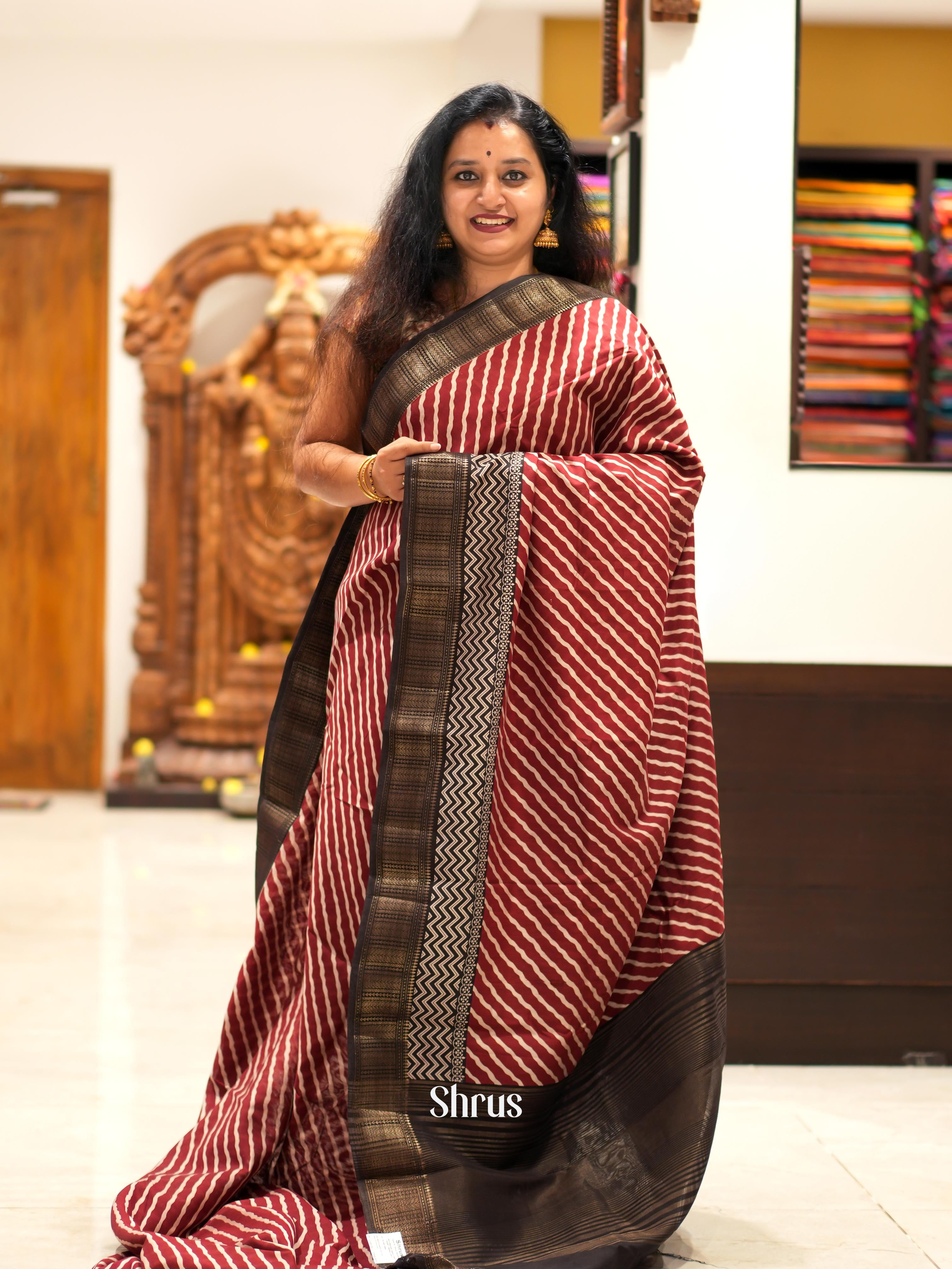 Red & Black - Art Modal Saree - Shop on ShrusEternity.com