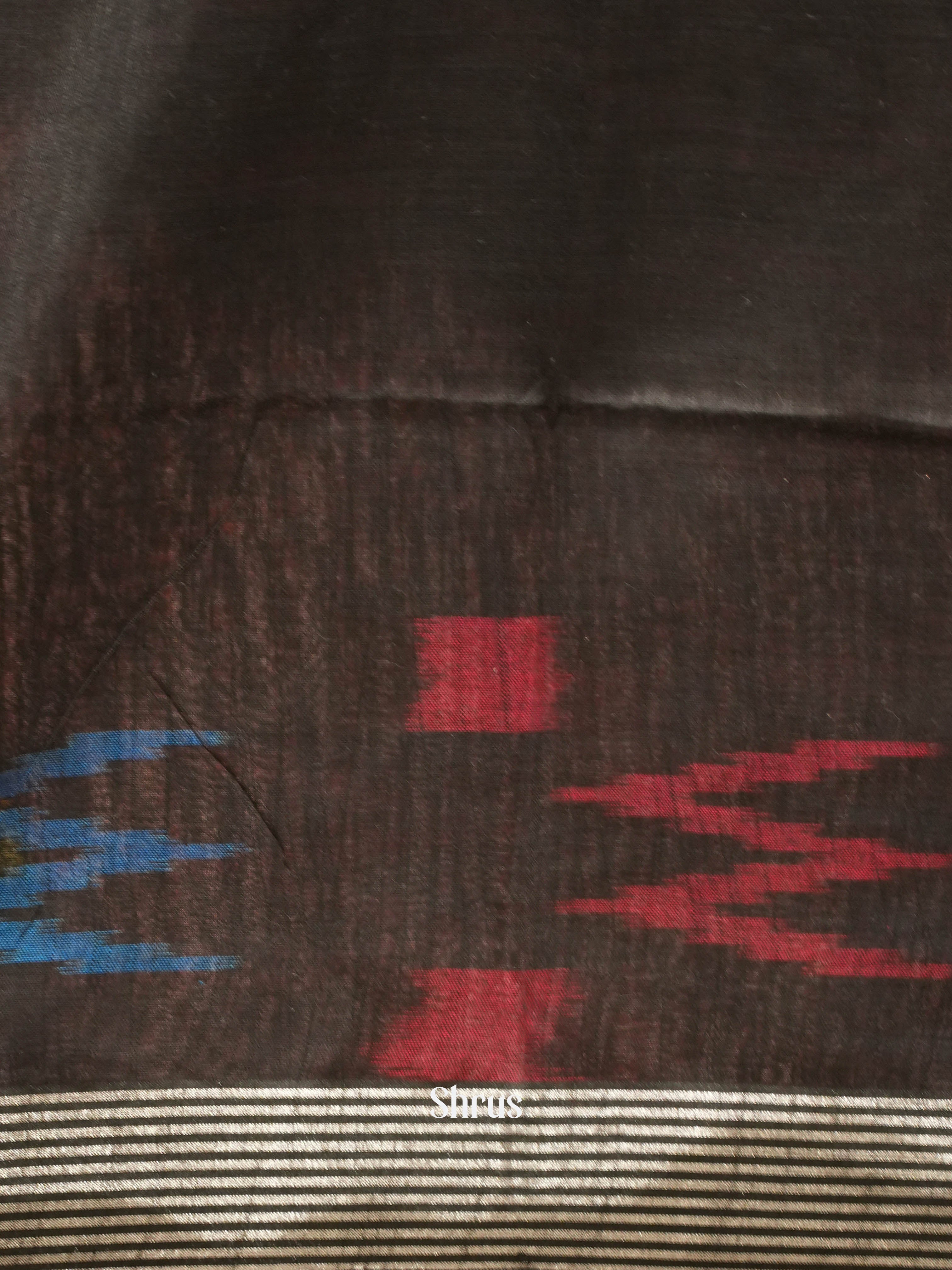 Blue & Black - semi ikkat Saree - Shop on ShrusEternity.com