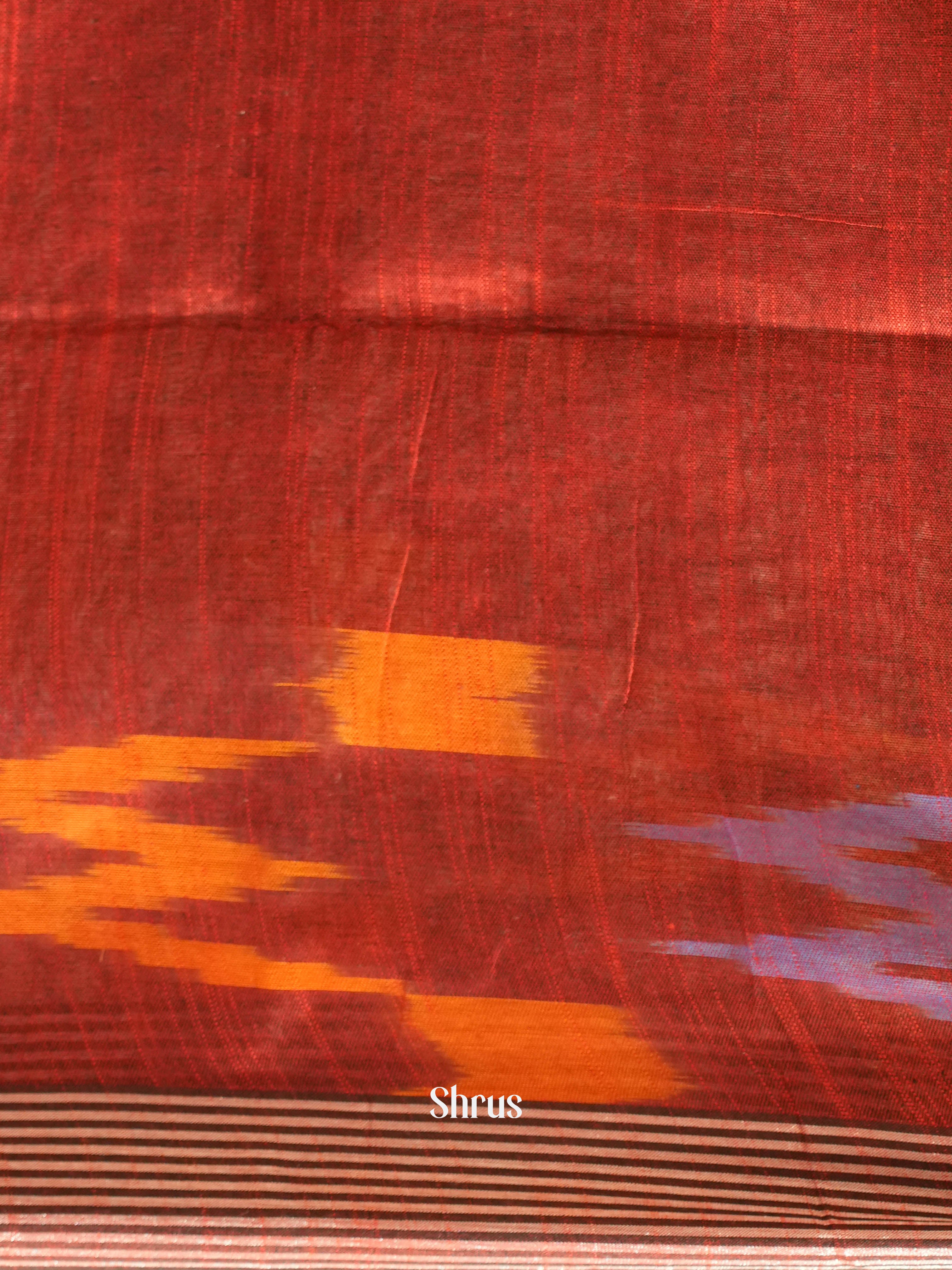 Yellow & Red - semi ikkat Saree - Shop on ShrusEternity.com