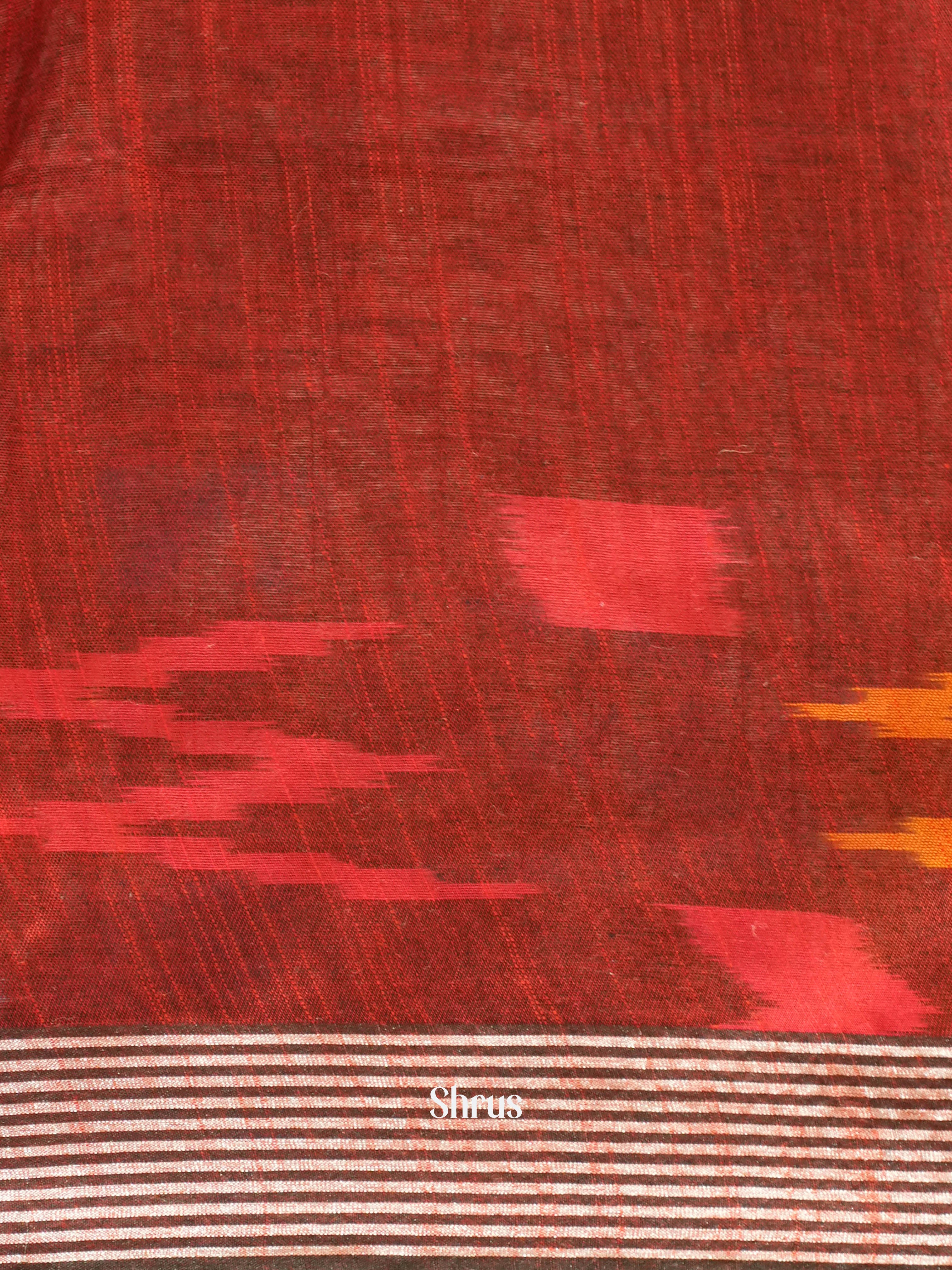 Grey & Red - Semi Ikkat Saree - Shop on ShrusEternity.com
