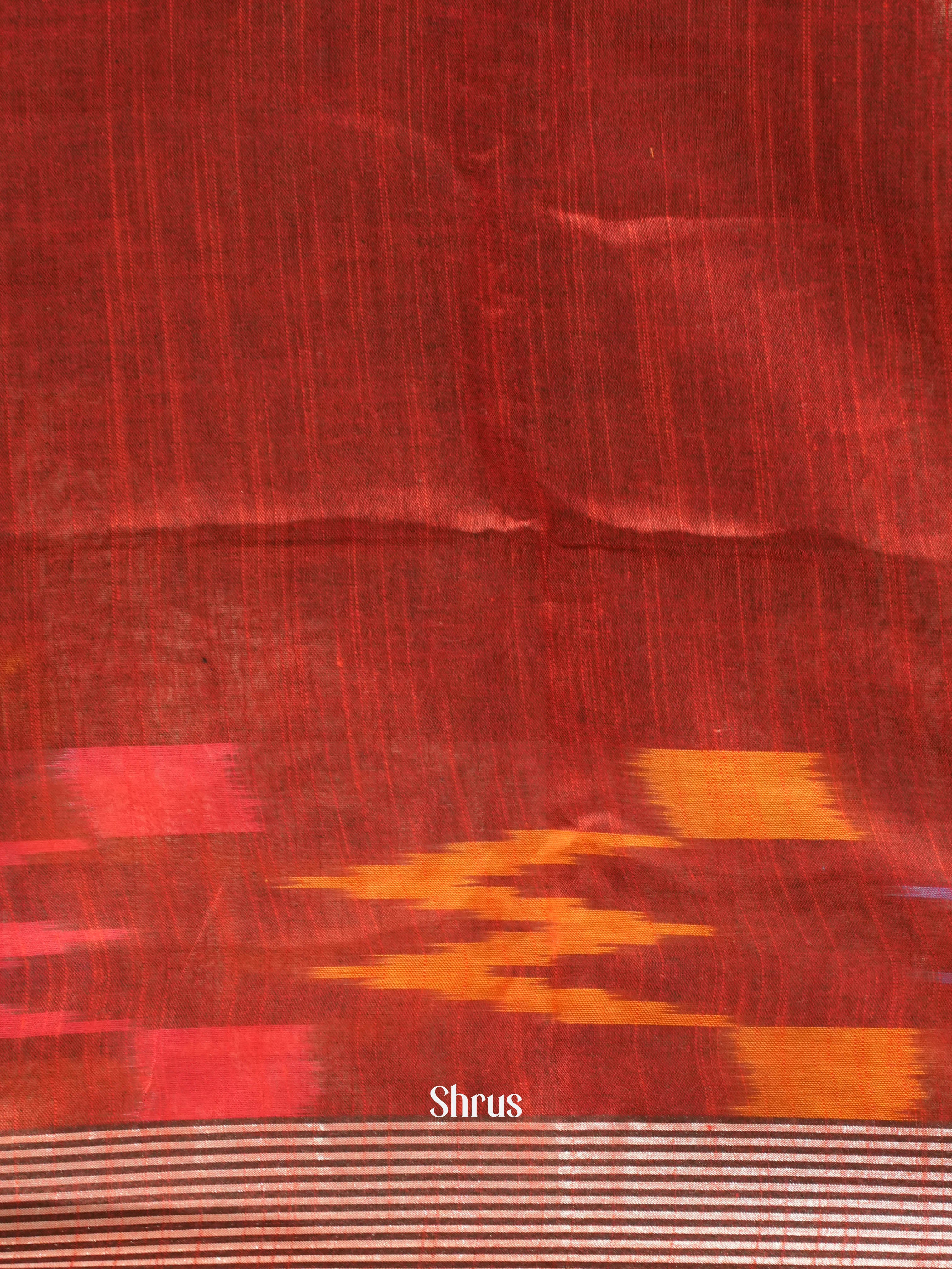 Blue & Red - semi ikkat Saree - Shop on ShrusEternity.com