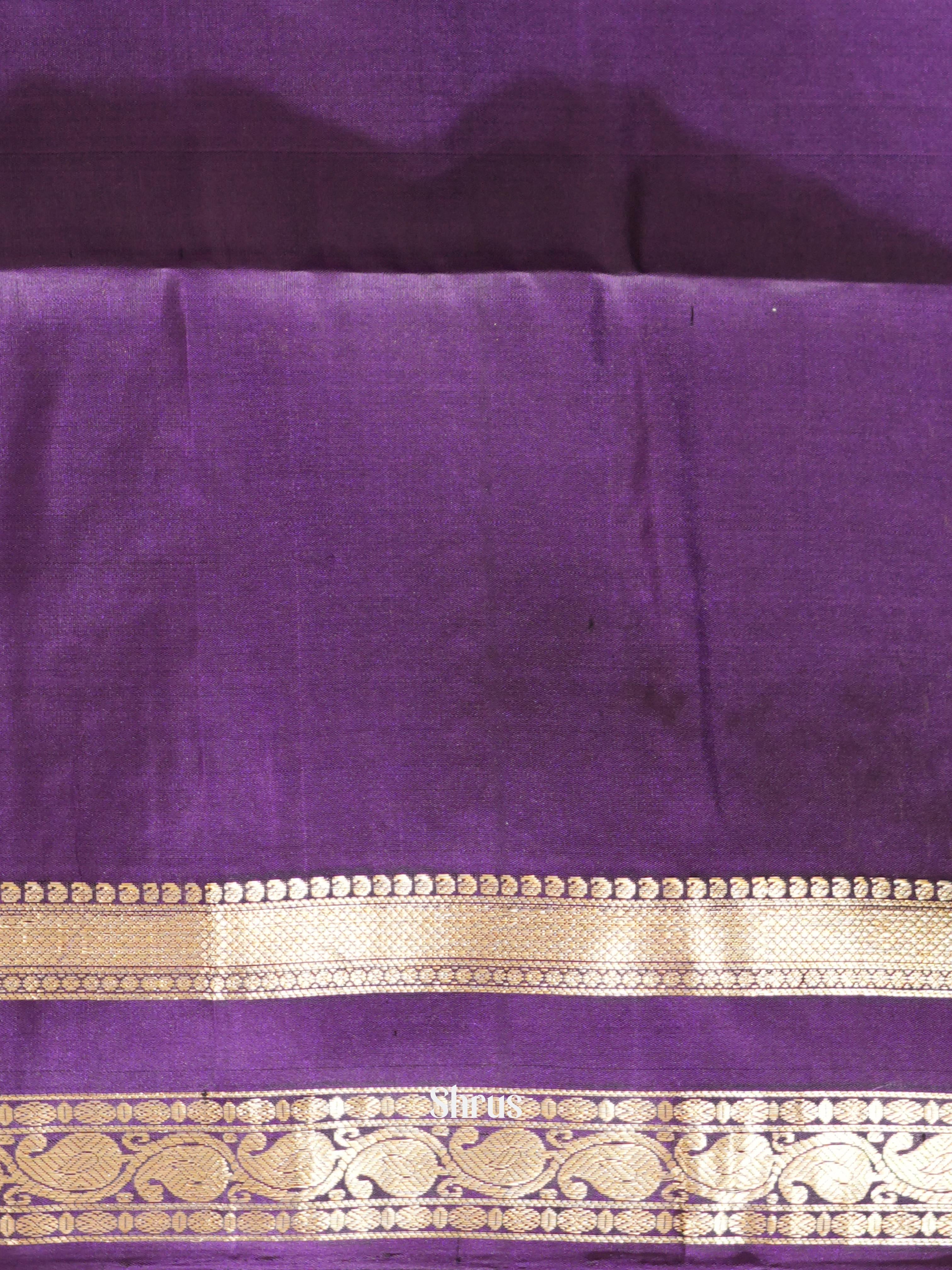 Navy Blue & Violet - Soft Silk Saree - Shop on ShrusEternity.com