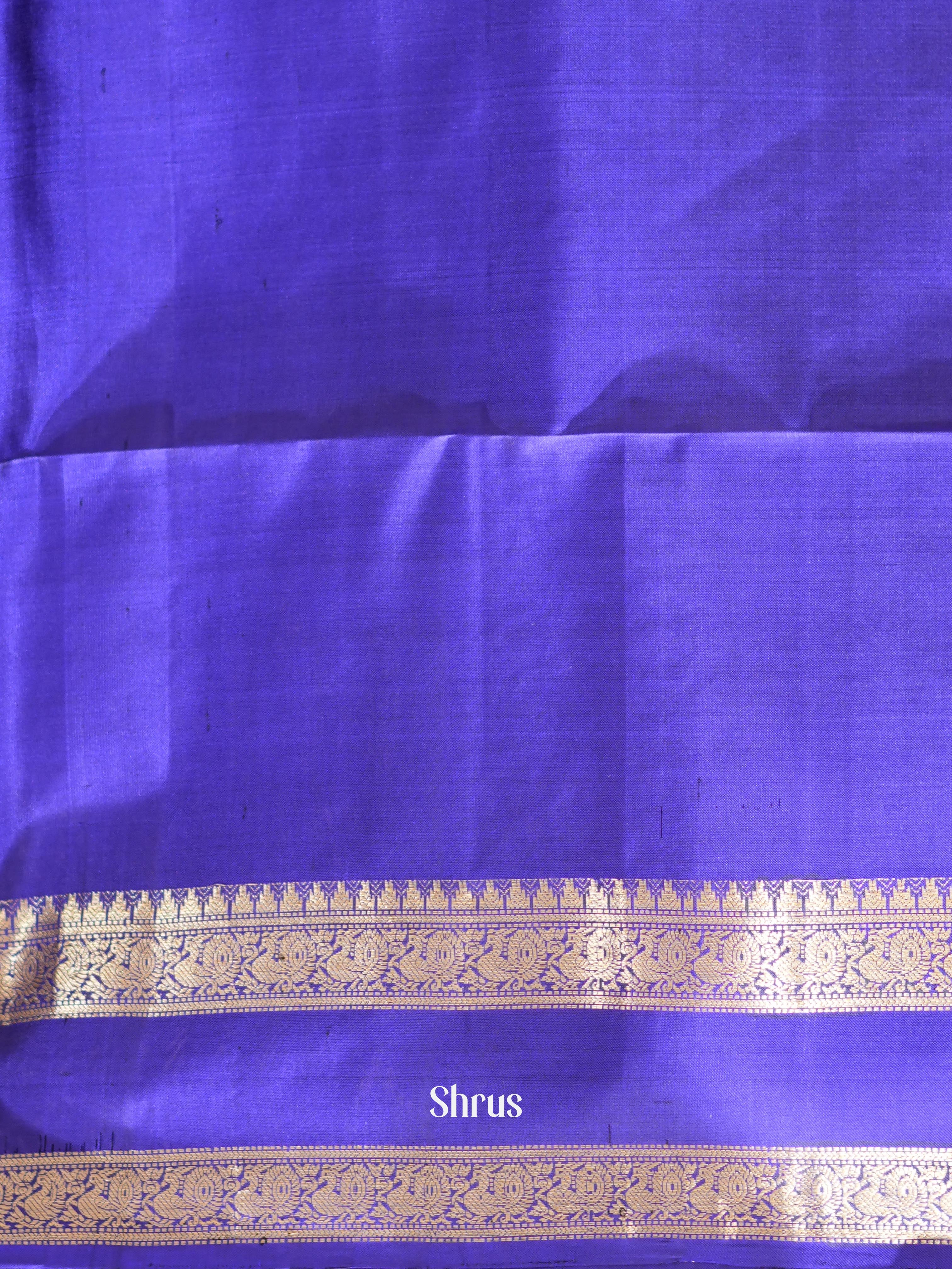 Maroon & Blue - Kanchi Border Soft Silk Saree - Shop on ShrusEternity.com