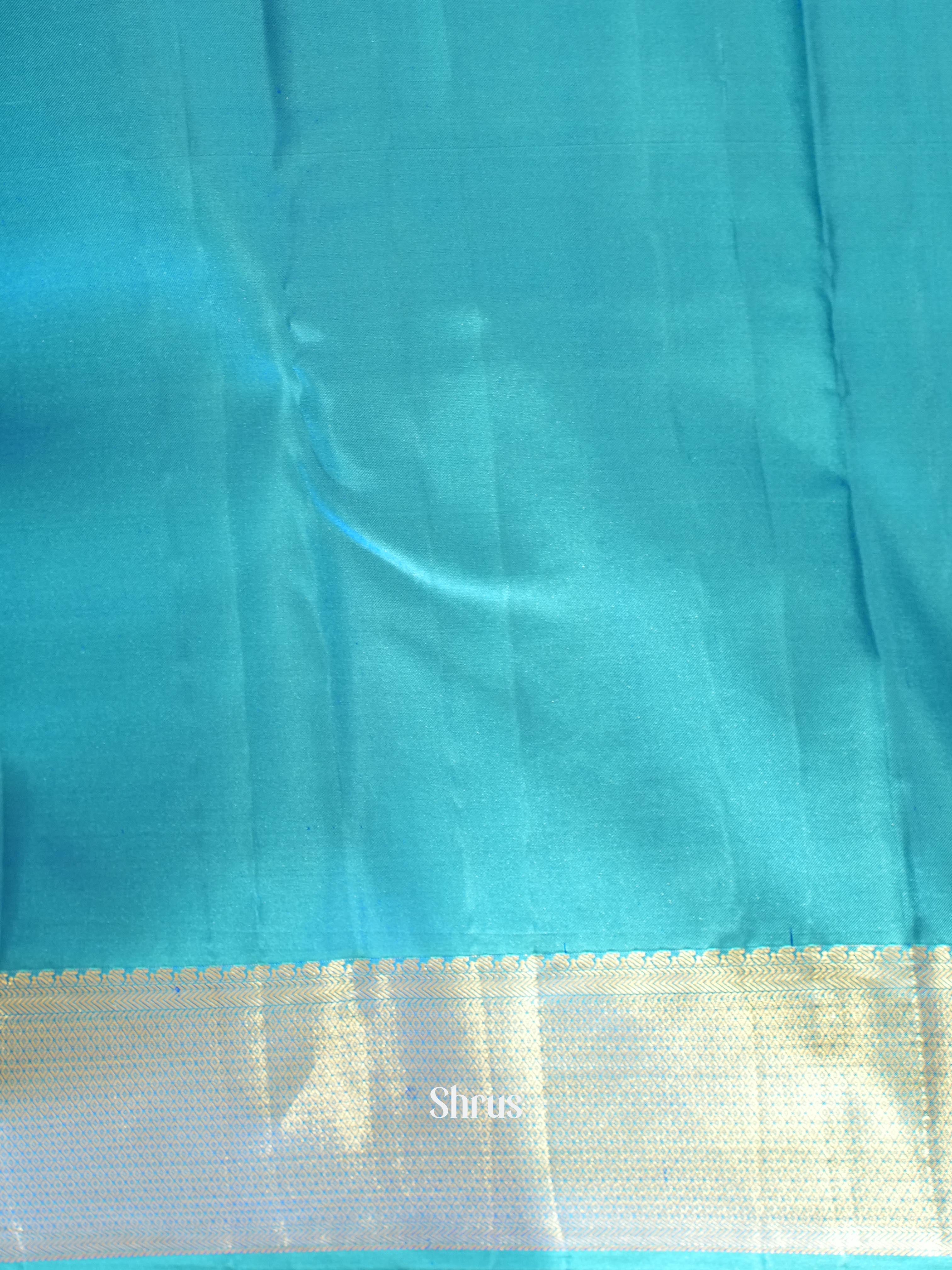 Glorious Golden Brown and Teal Kanchipuram silk Saree Adorned With Woven Paisleys-3
