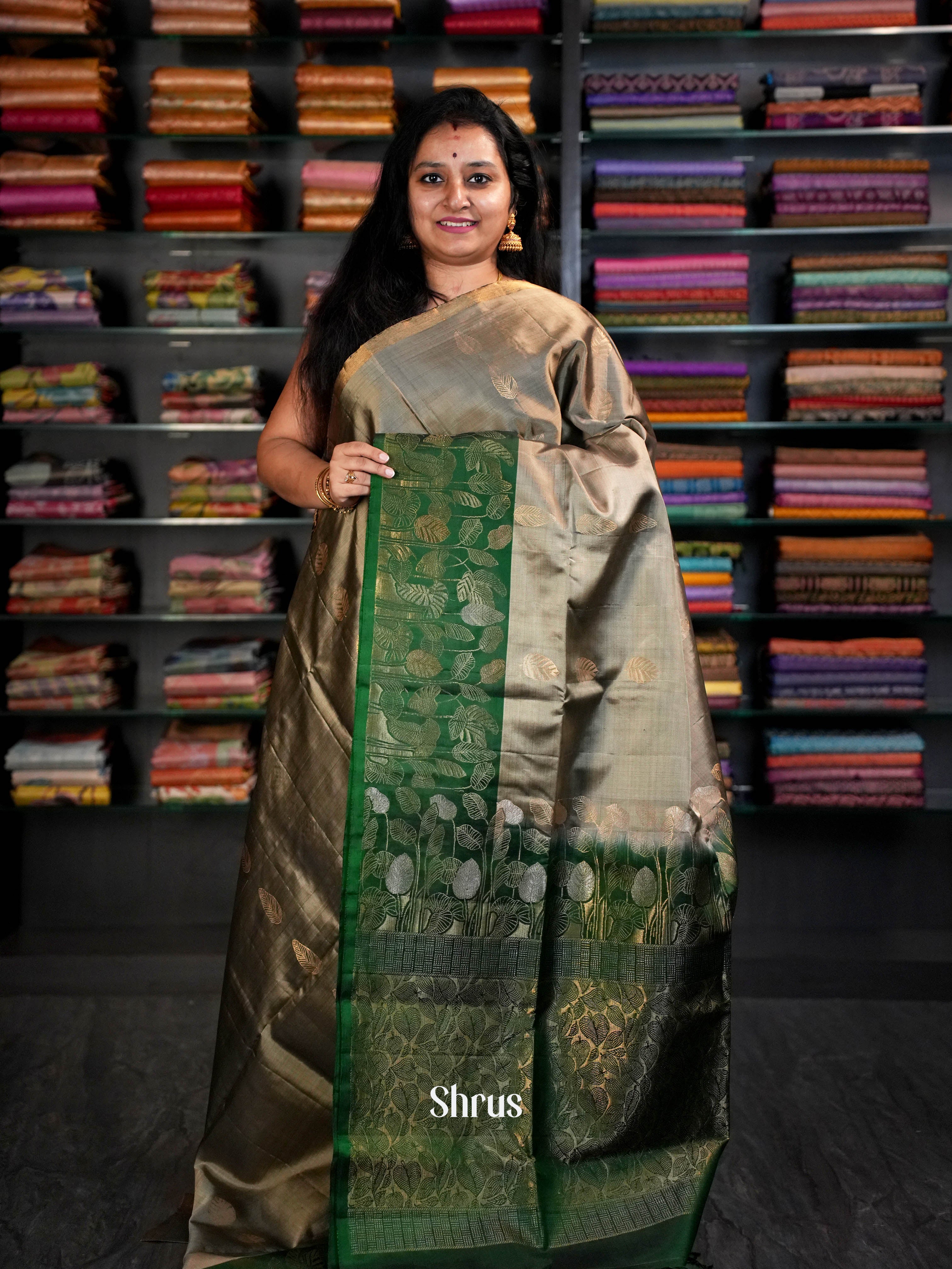 Barefoot On The Grass & Green - Soft Silk Saree - Shop on ShrusEternity.com