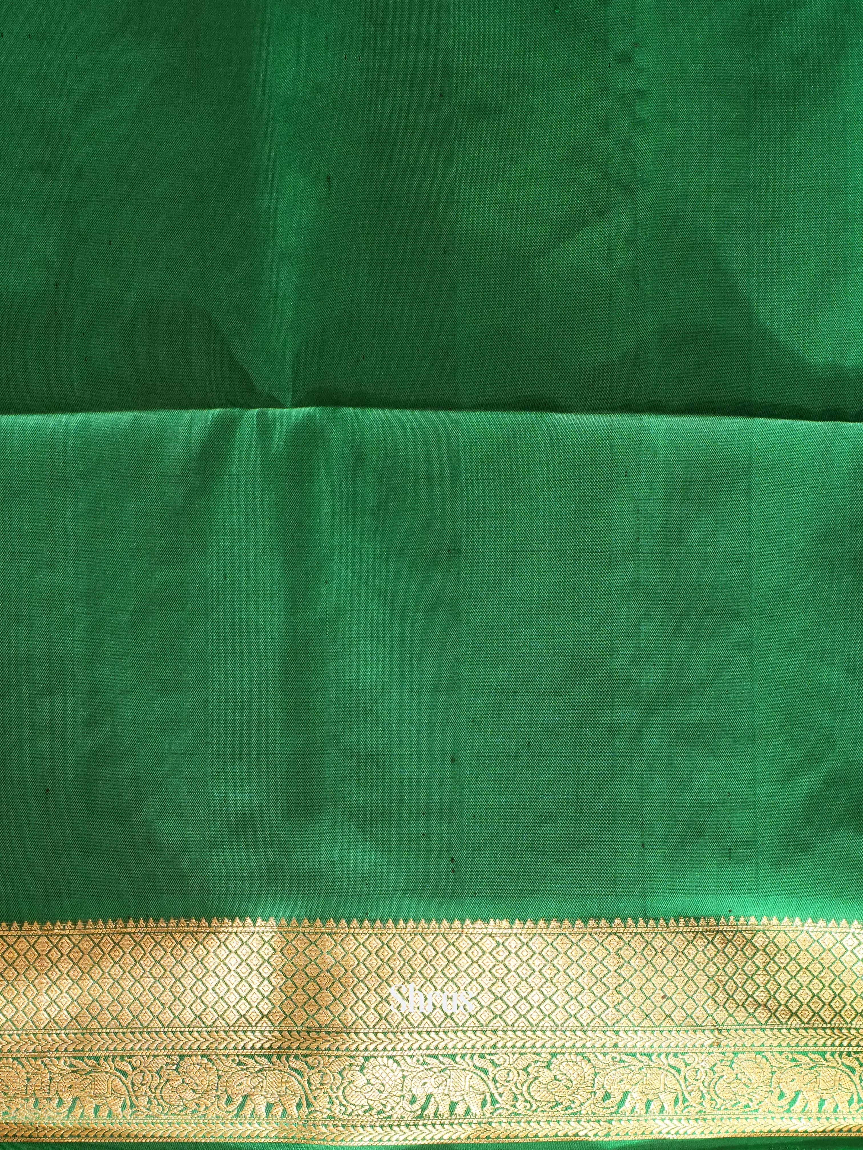 Light Green & Green - Kanchi Border Soft Silk Saree - Shop on ShrusEternity.com