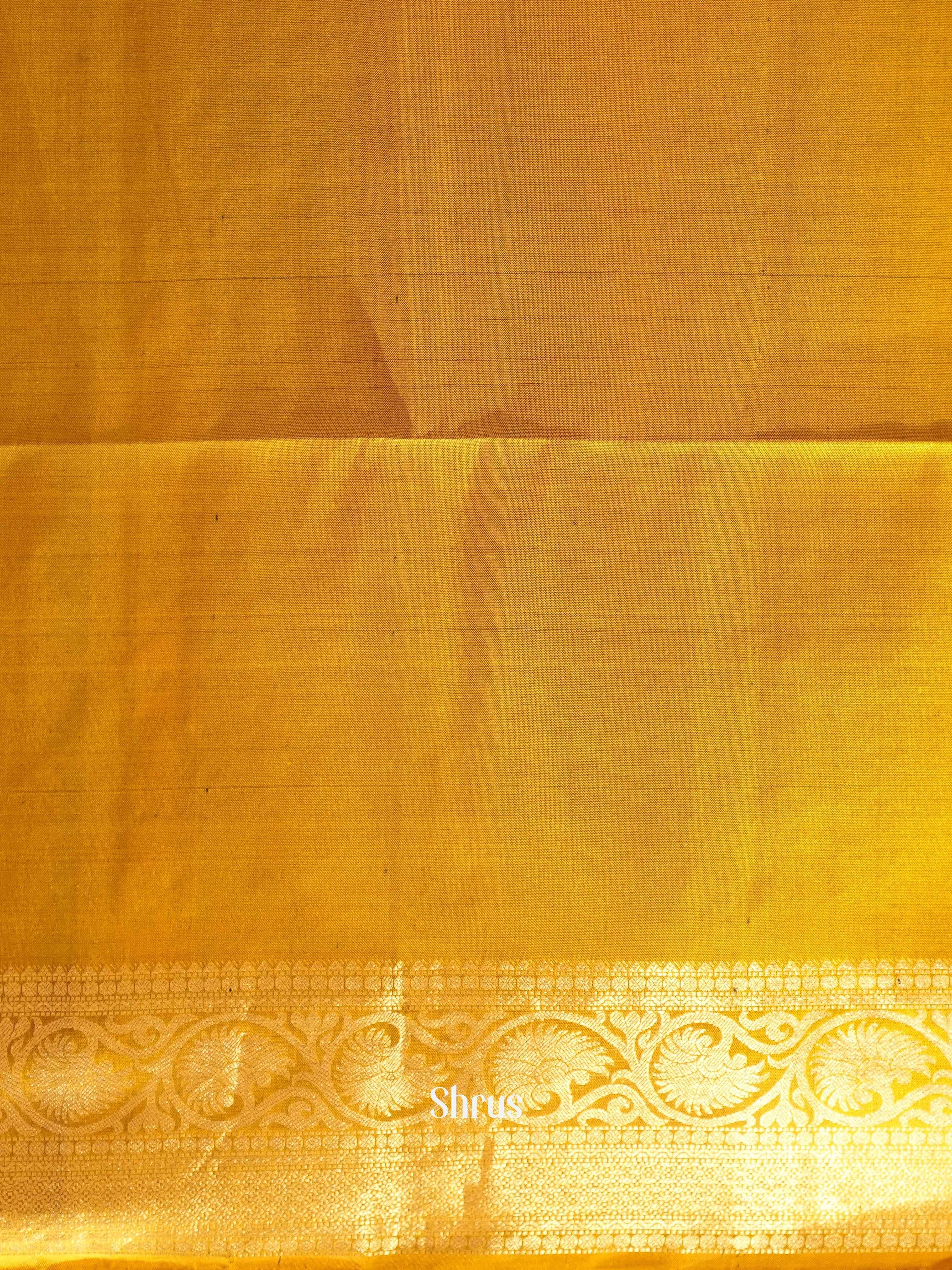 Green & Mustard- Kanchi Border Soft Silk Saree - Shop on ShrusEternity.com