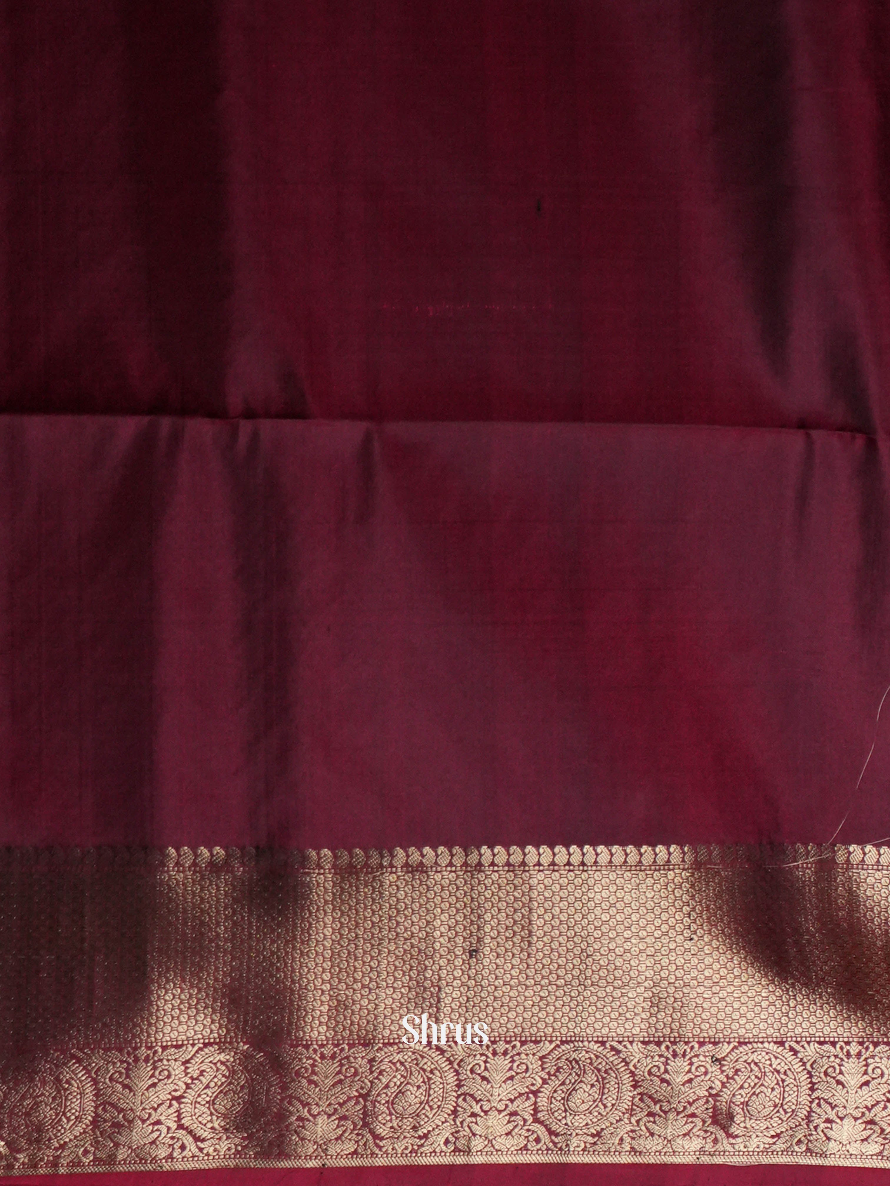 Mustardy Green & Maroon - Kanchi Border Soft Silk Saree - Shop on ShrusEternity.com