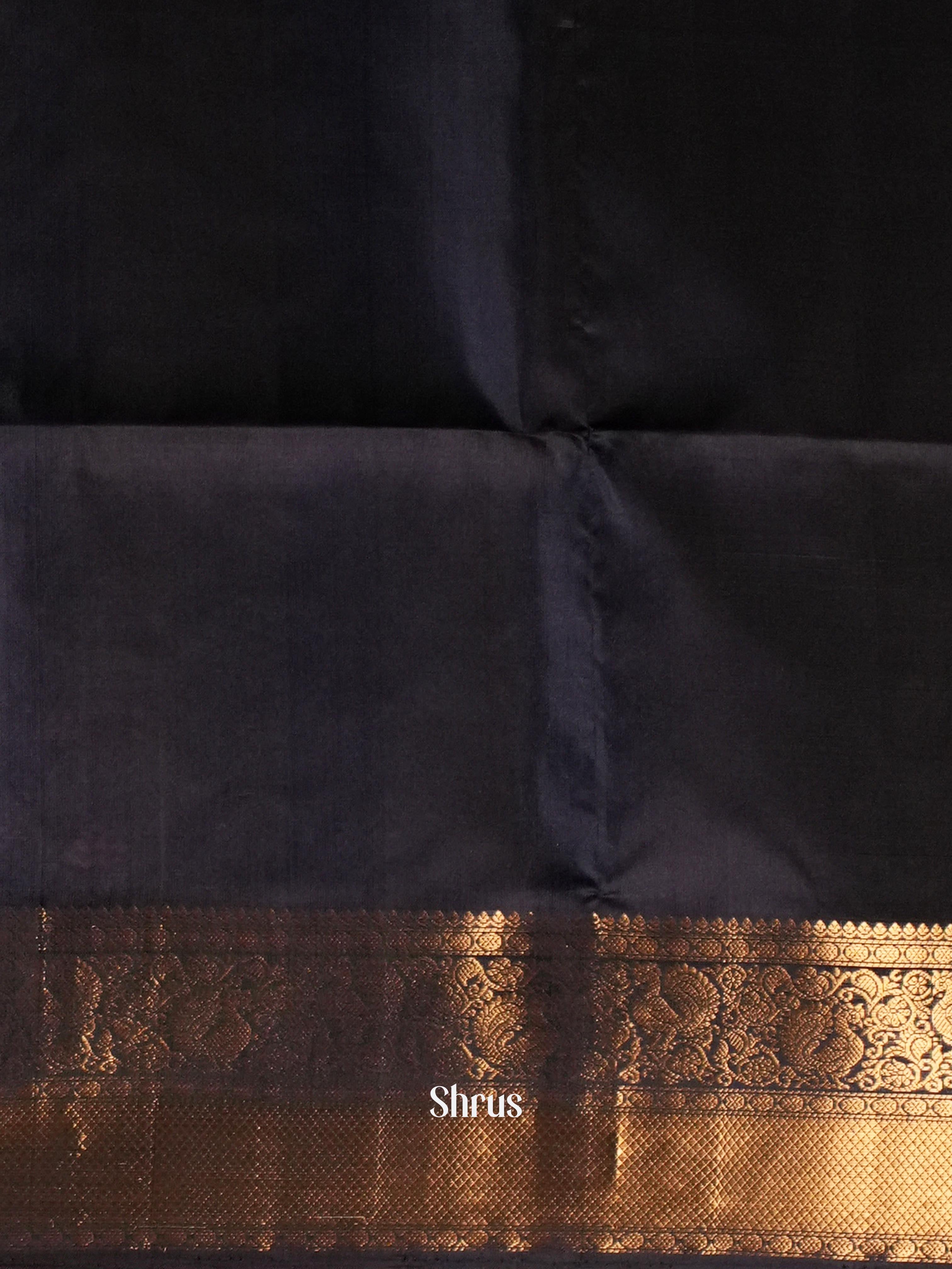 Blue - Kanchi Border Soft Silk Saree - Shop on ShrusEternity.com