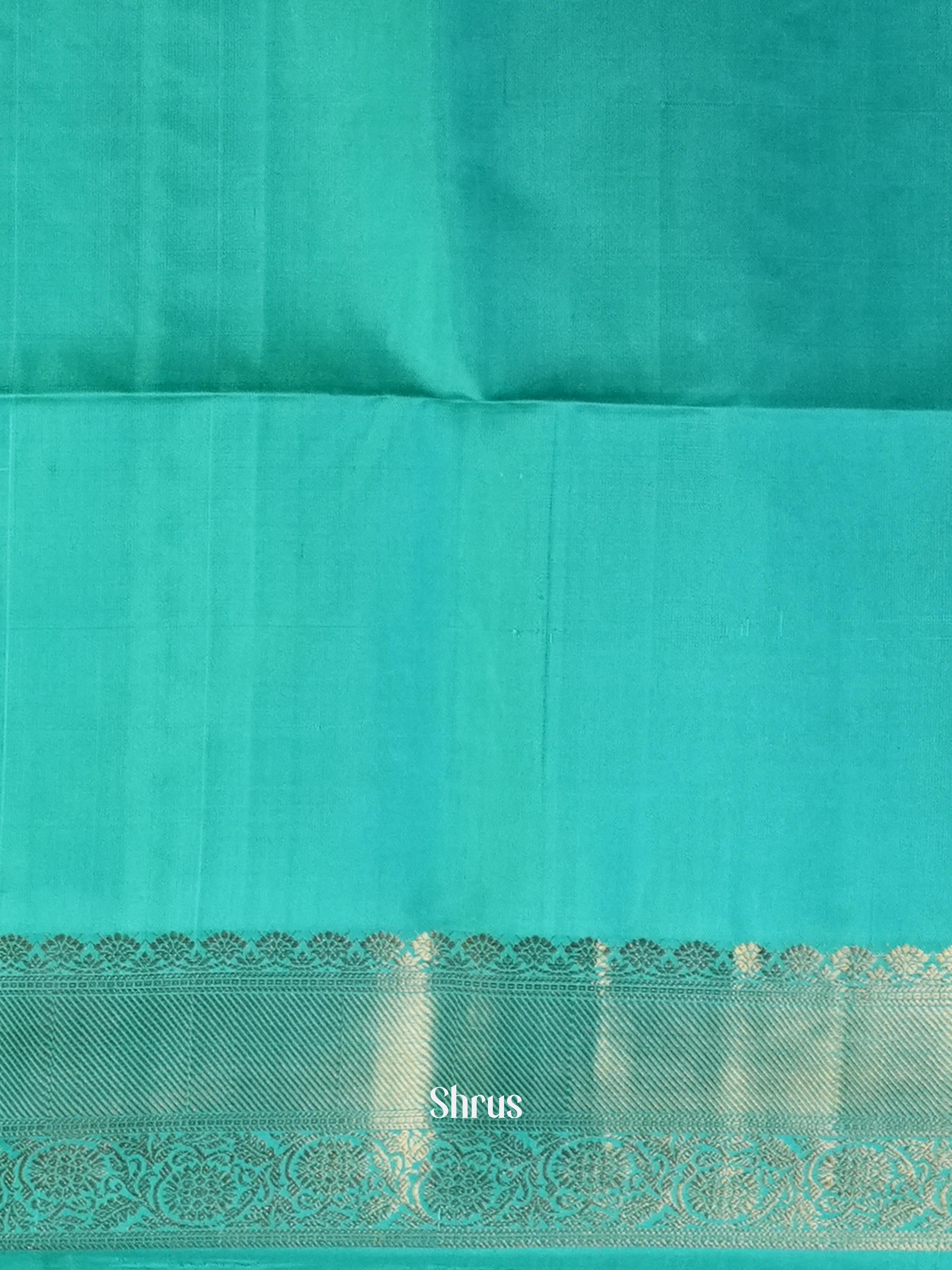 Teal & Yellowish Green - Soft Silk Saree - Shop on ShrusEternity.com