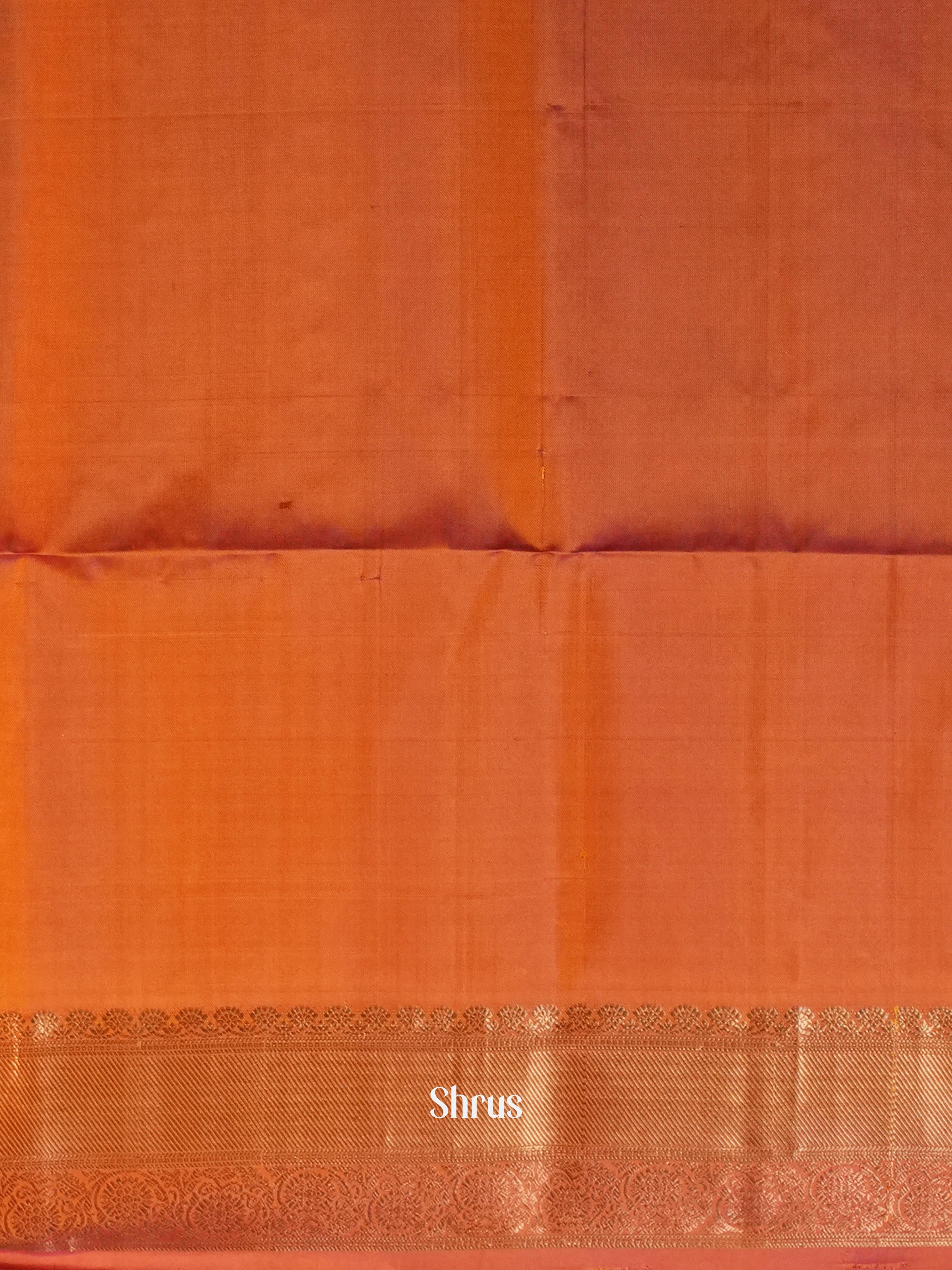 Peachy Orange & Golden Yellow - Soft Silk Saree - Shop on ShrusEternity.com