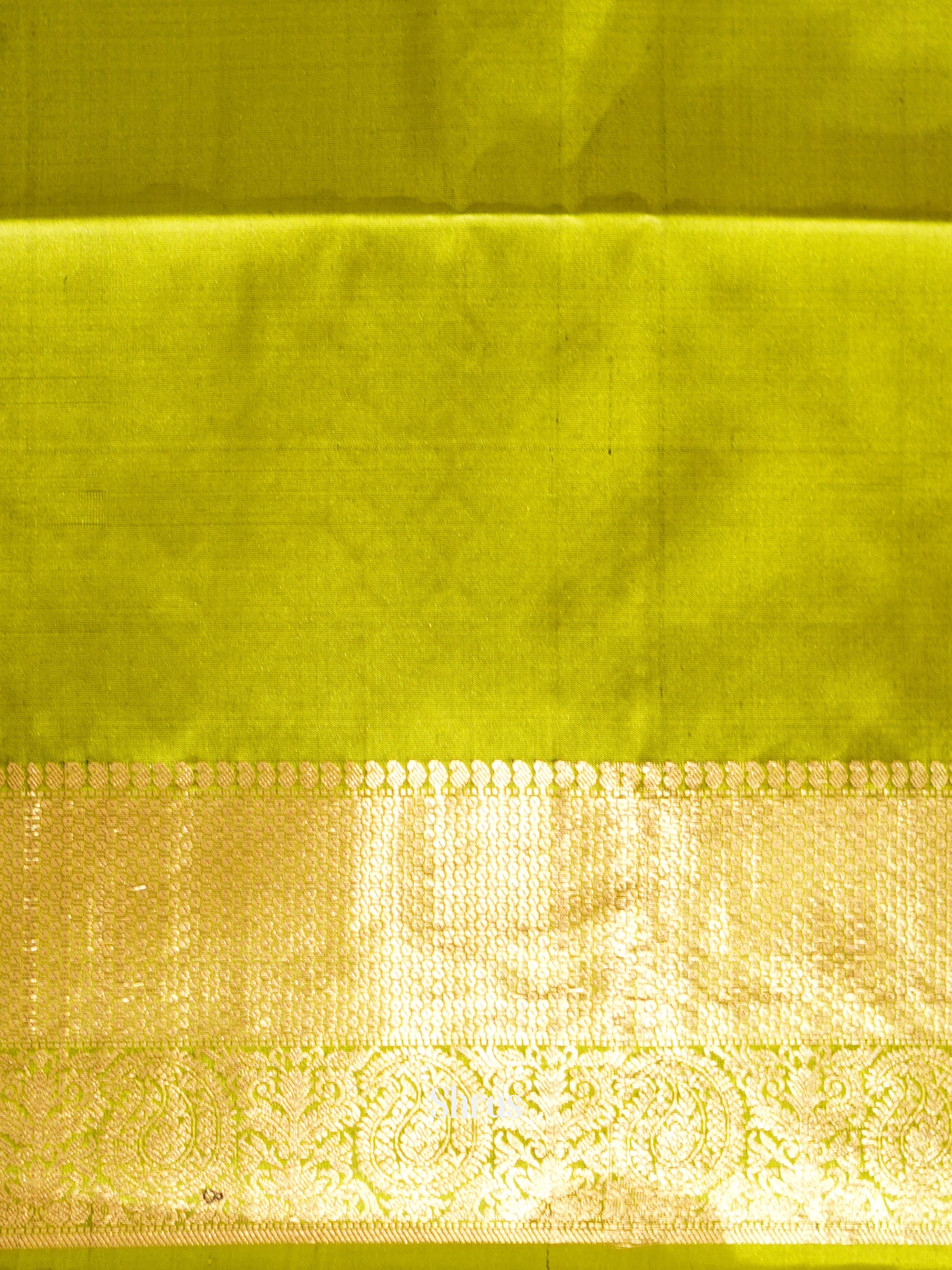 Purple & Green - Kanchi Border Soft Silk Saree - Shop on ShrusEternity.com