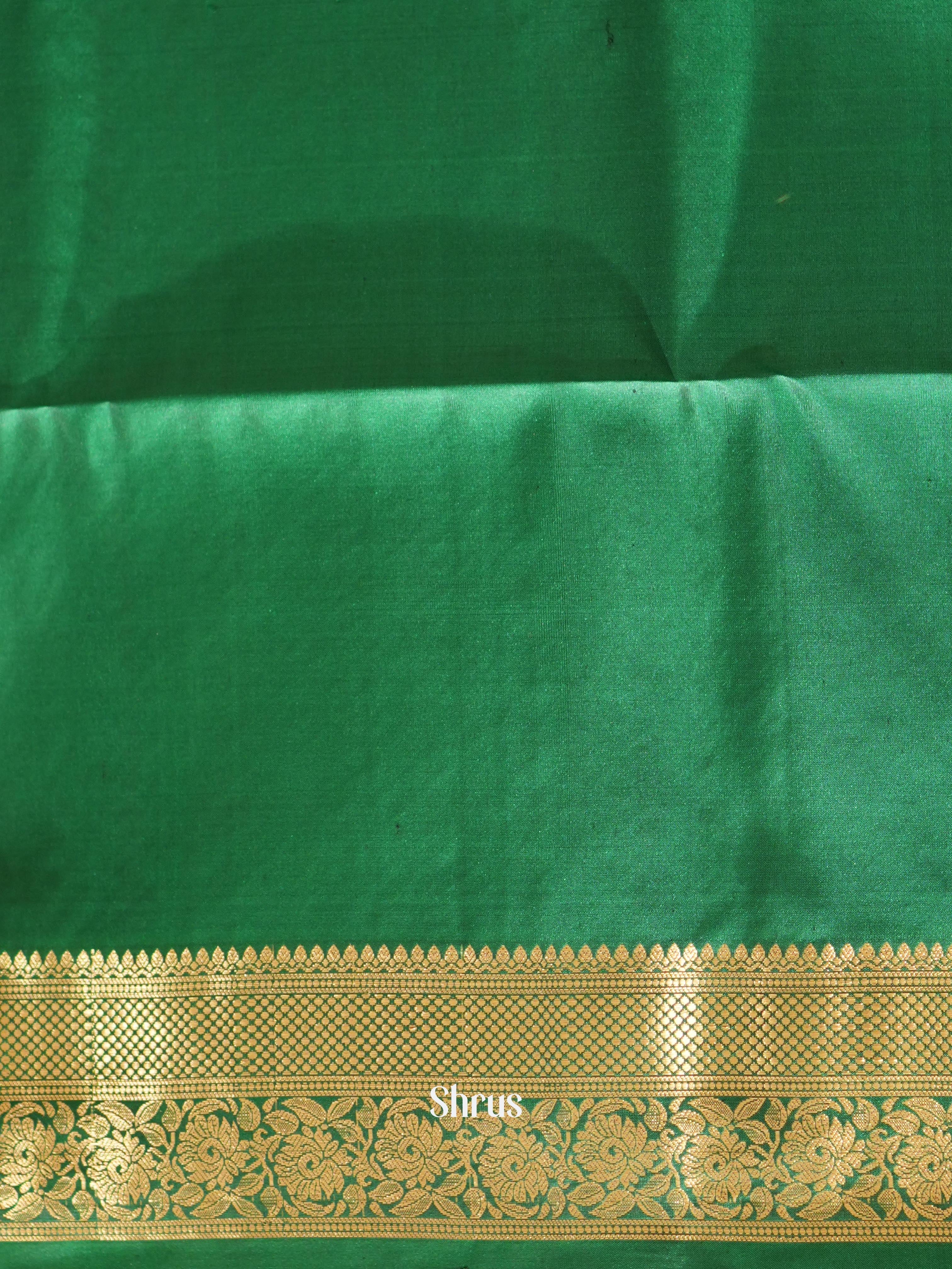 Maroon & Green - Kanchi Border Soft Silk Saree - Shop on ShrusEternity.com