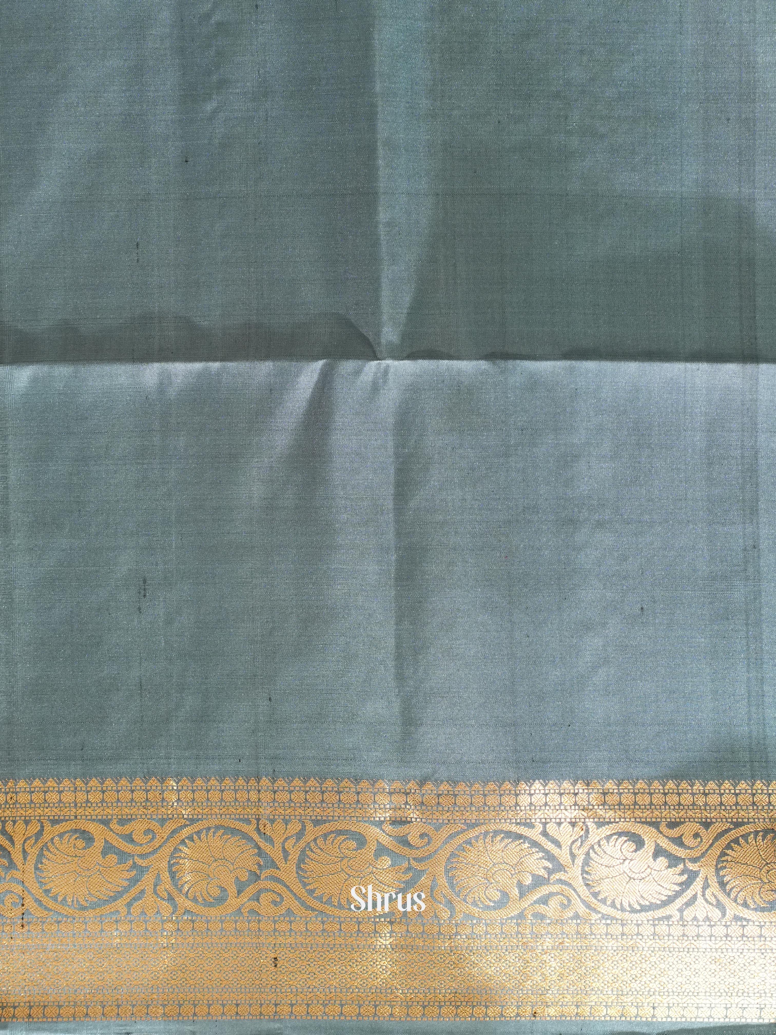 Purple & Grey - Kanchi Border Soft Silk Saree - Shop on ShrusEternity.com