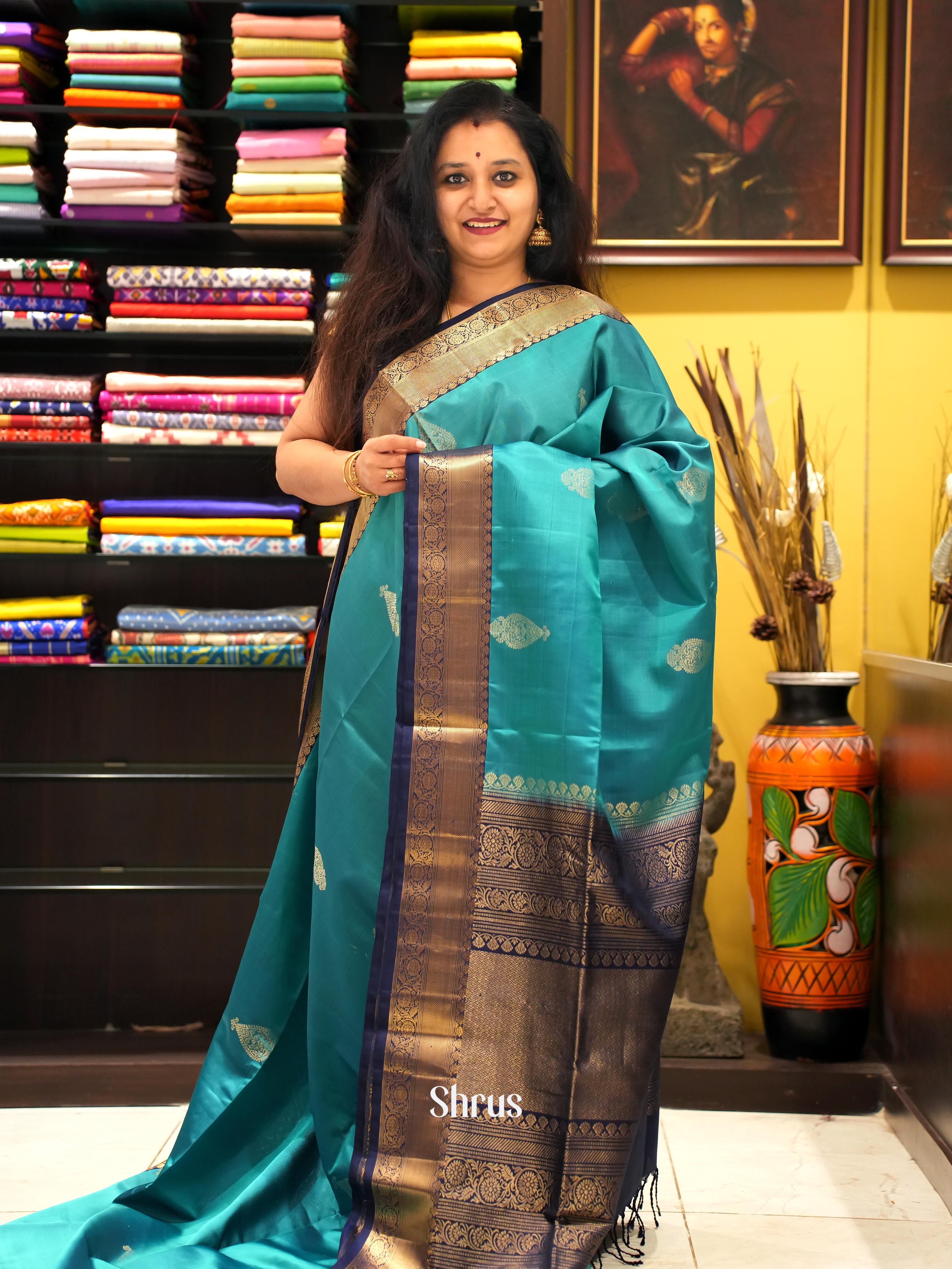 CHS06109 - Kanchi Border Soft Silk Saree - Shop on ShrusEternity.com