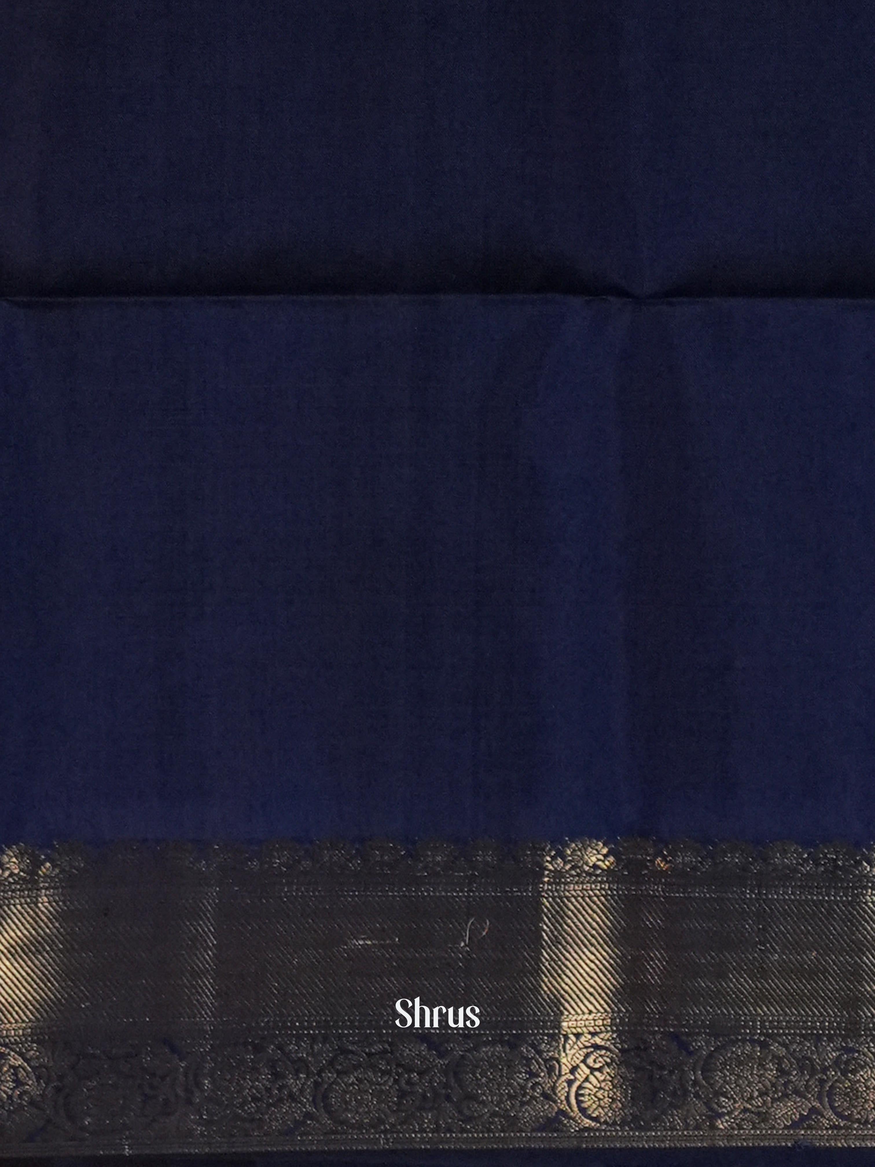 Dark Blue & Greenish Blue - Soft Silk Saree-2