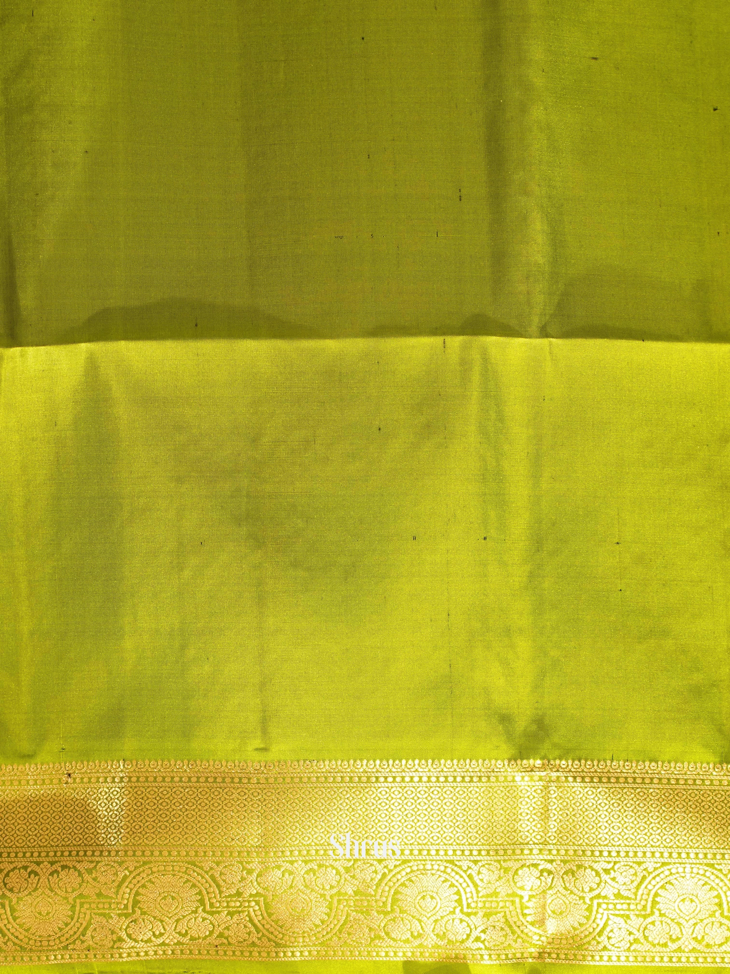 Grey & Green - Kanchi Border Soft Silk Saree - Shop on ShrusEternity.com