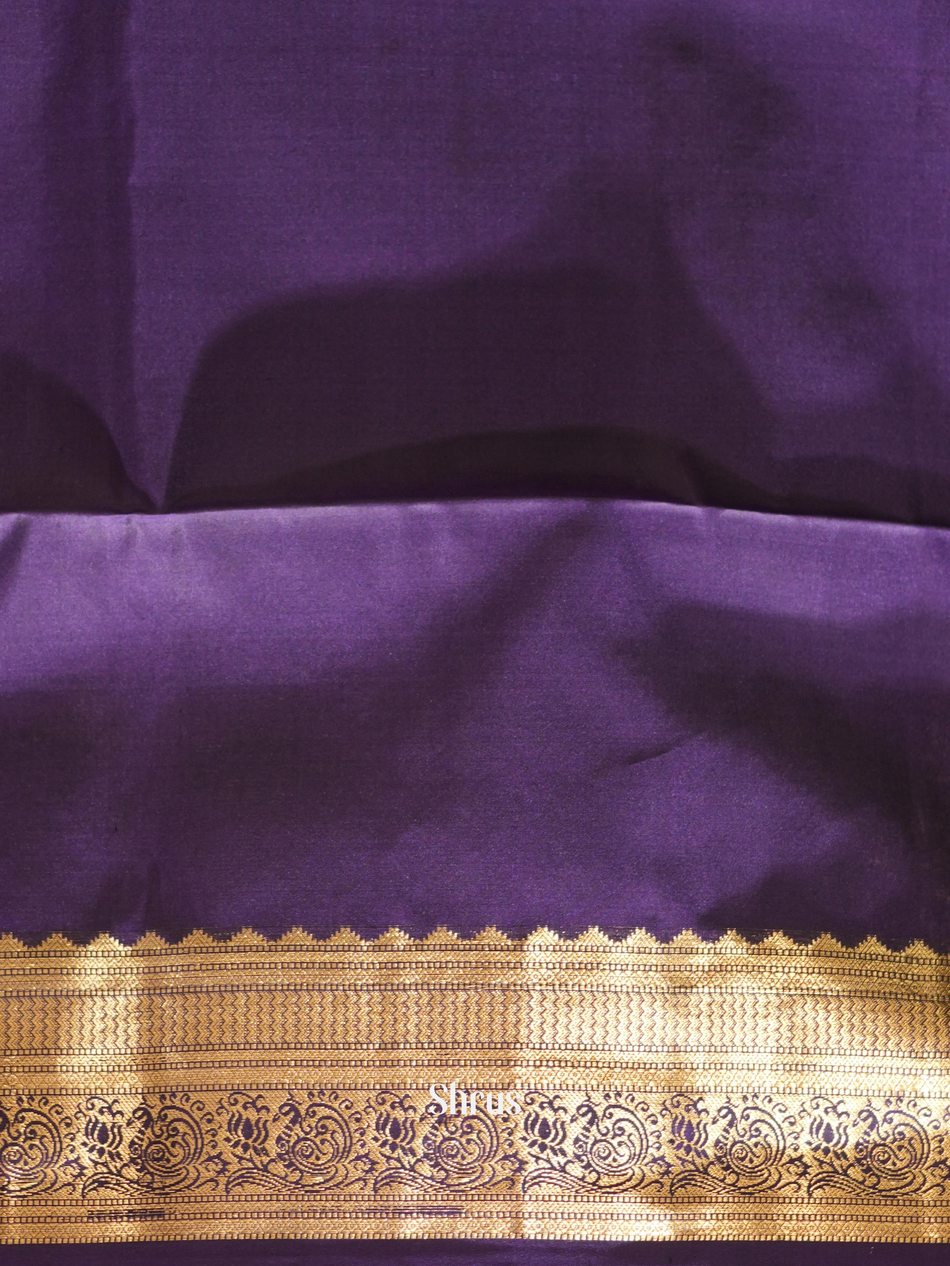 Green & Violet - Kanchi Border Soft Silk Saree - Shop on ShrusEternity.com