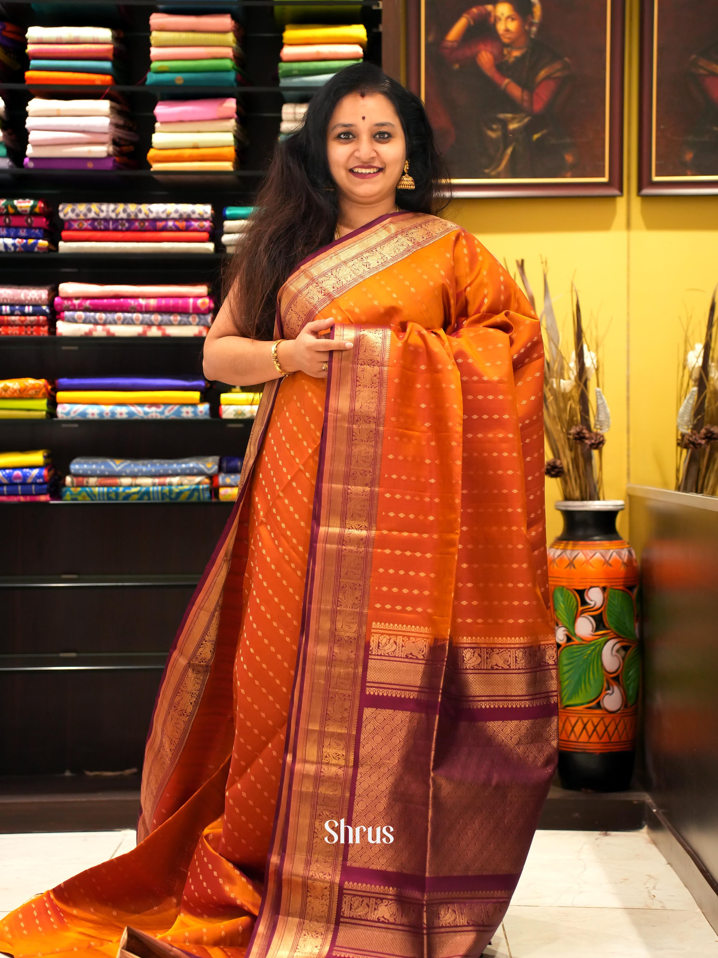 CHS06118 - Kanchi Border Soft Silk Saree - Shop on ShrusEternity.com