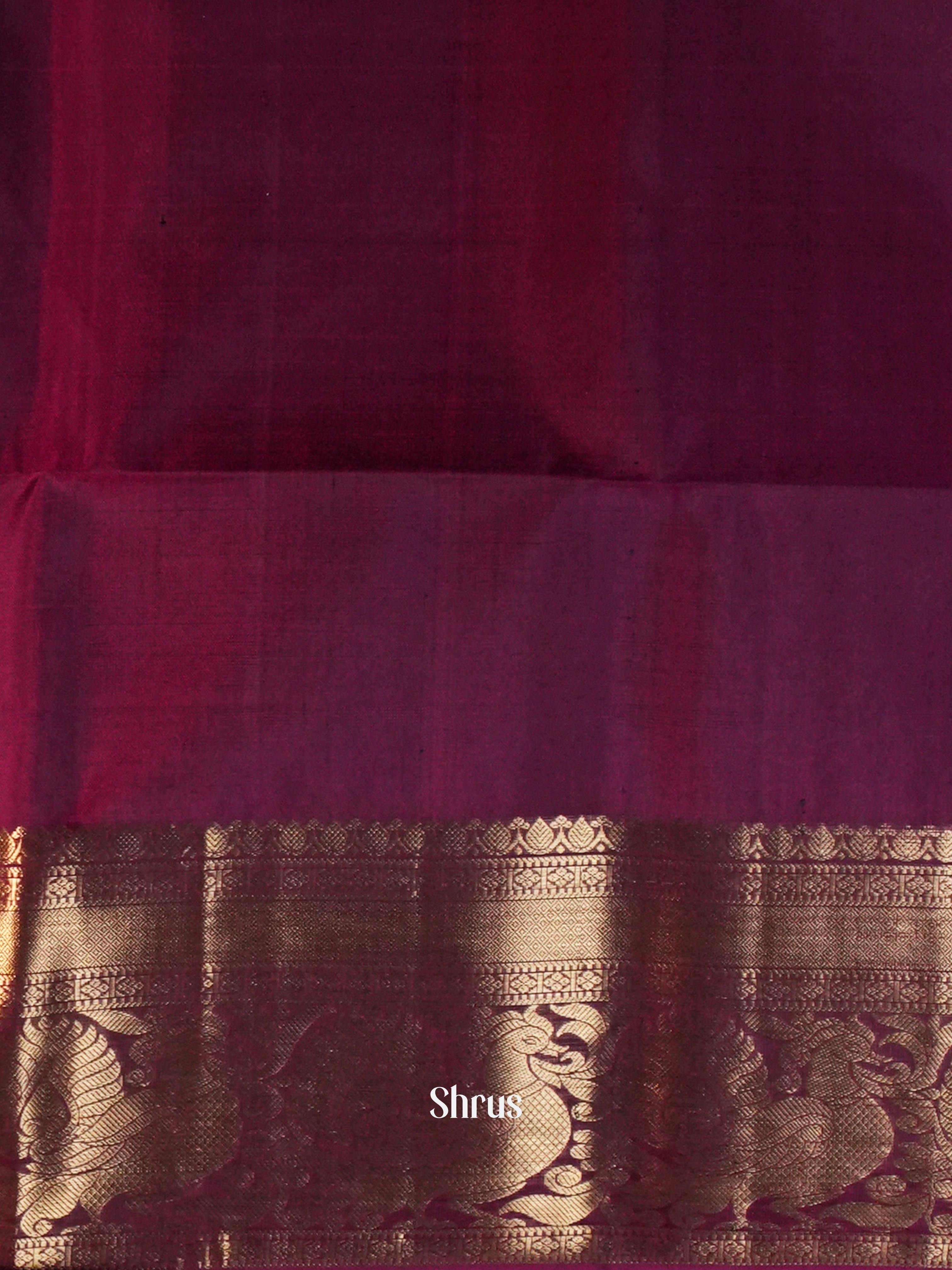 Green & Pinkish Maroon - Soft Silk Saree - Shop on ShrusEternity.com