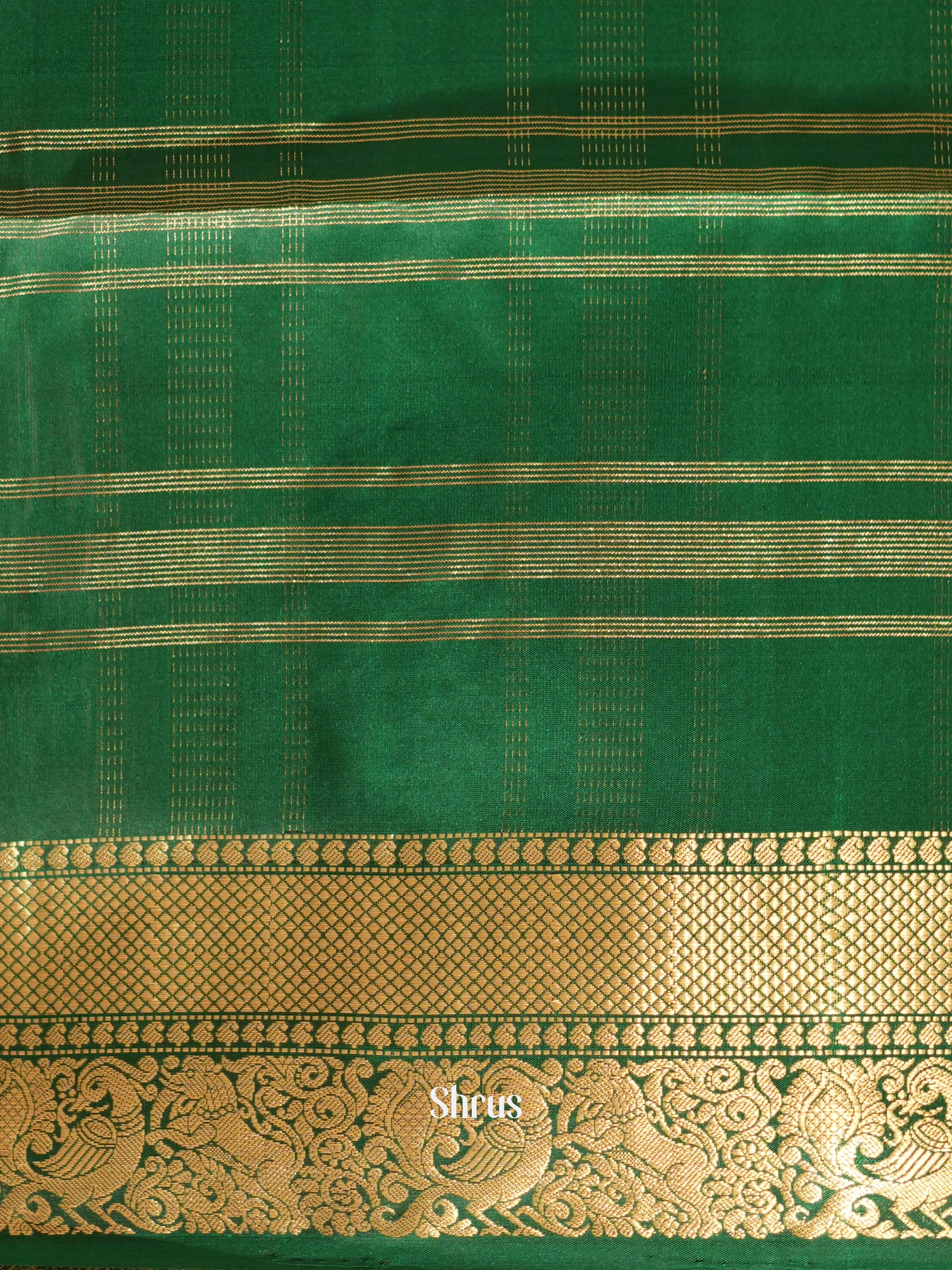 Purple & Green- Kanchi Border Soft Silk Saree - Shop on ShrusEternity.com