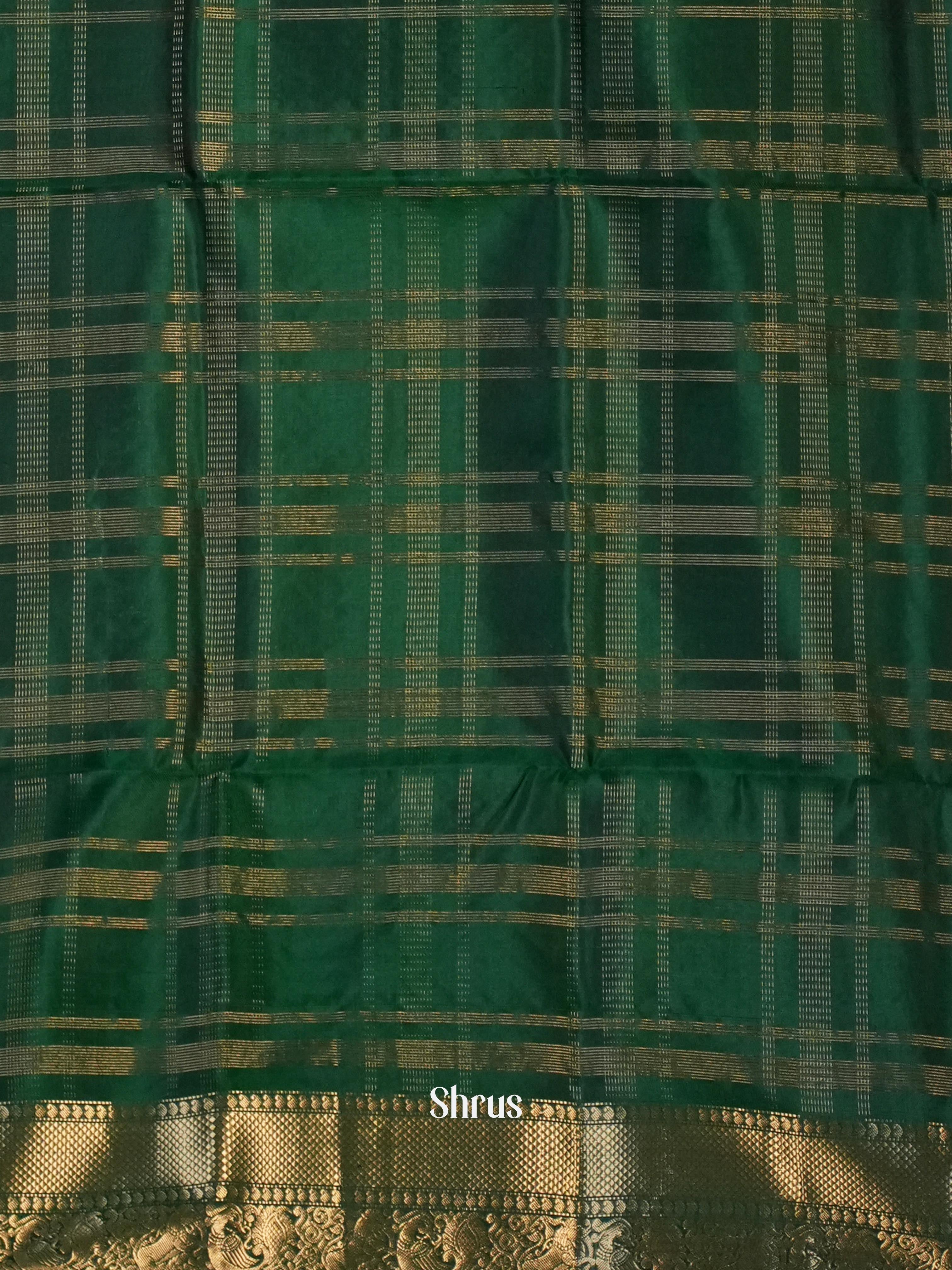 Maroon & Green - Kanchi Border Soft Silk Saree - Shop on ShrusEternity.com
