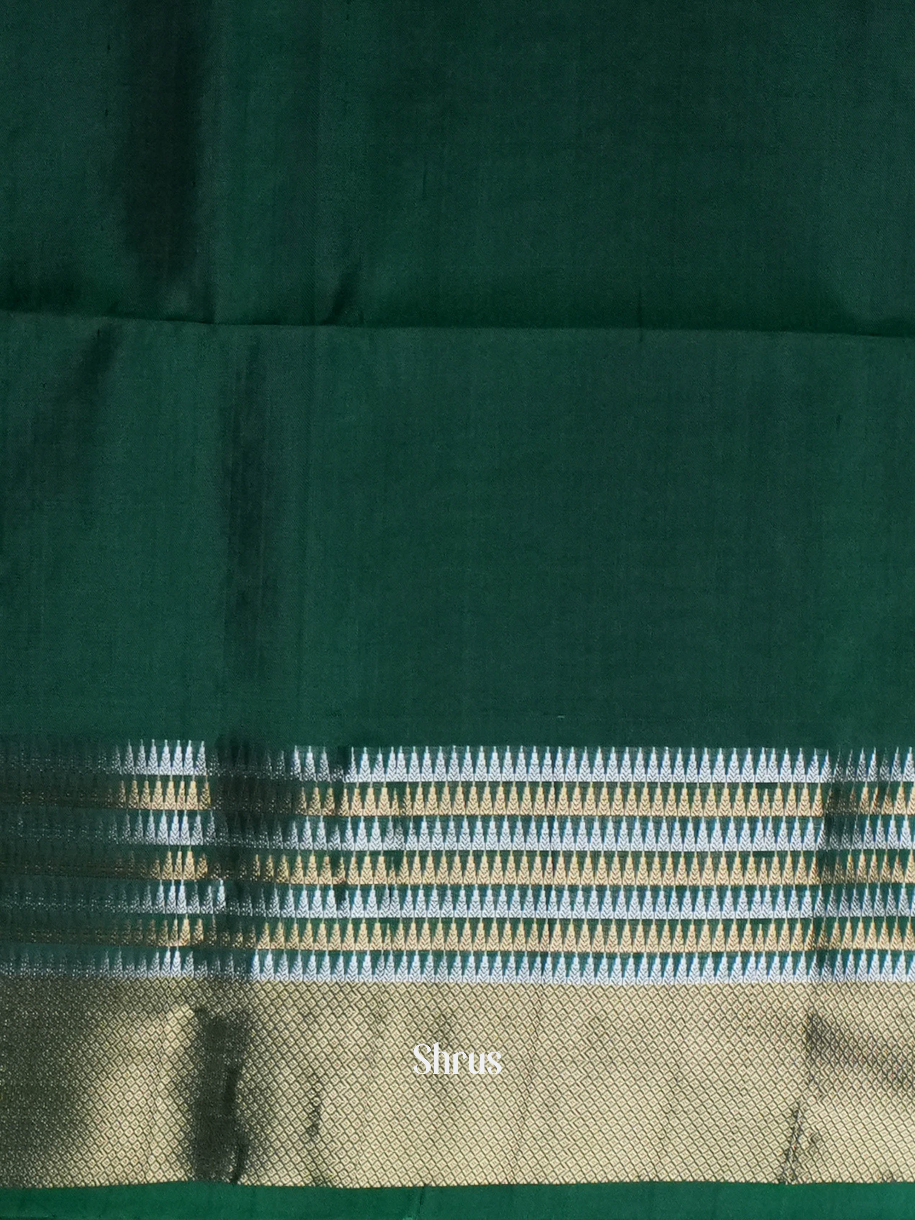 Maroon & Green -Kanchi Border Soft Silk Saree-2