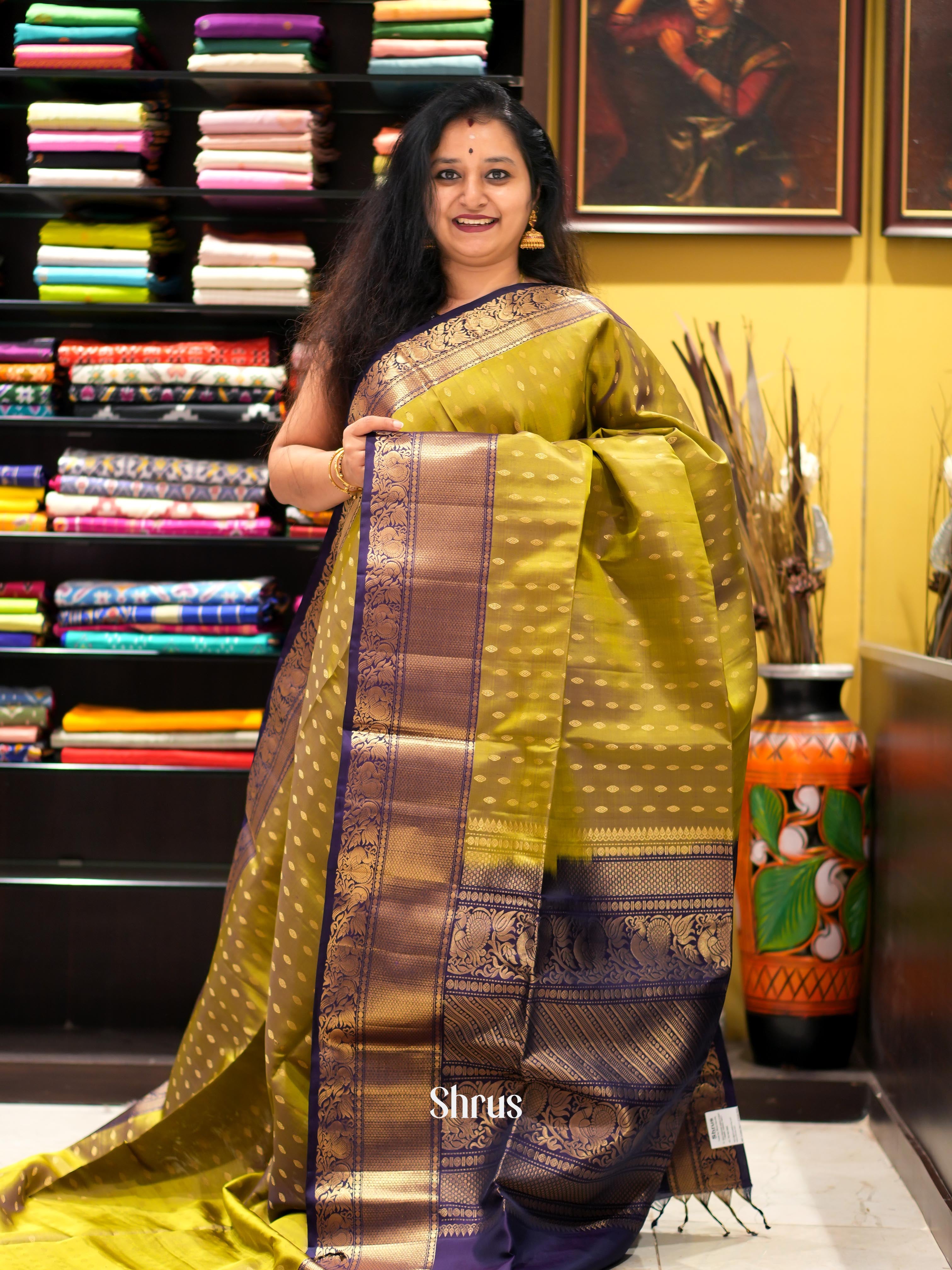 Green & Violet - Soft Silk Saree - Shop on ShrusEternity.com
