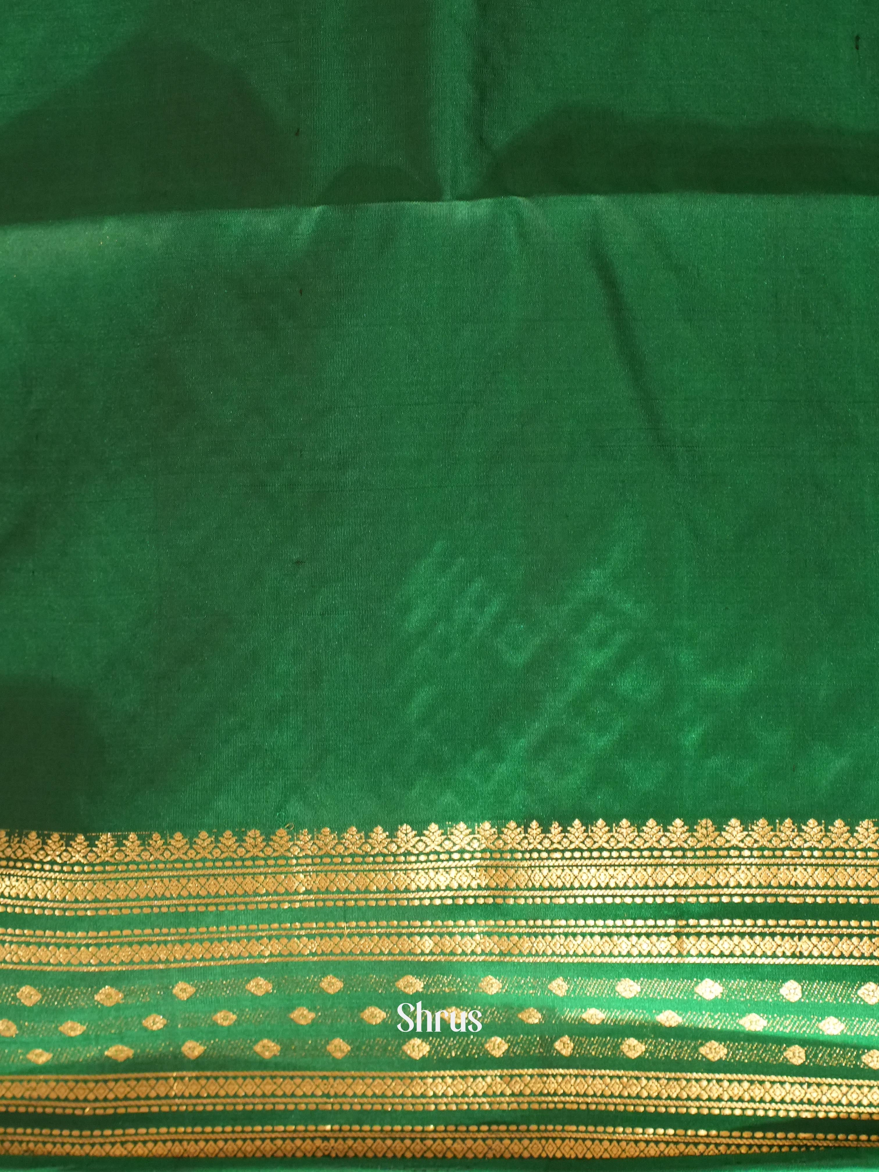 Purple & Green - Kanchi Border Soft Silk Saree - Shop on ShrusEternity.com