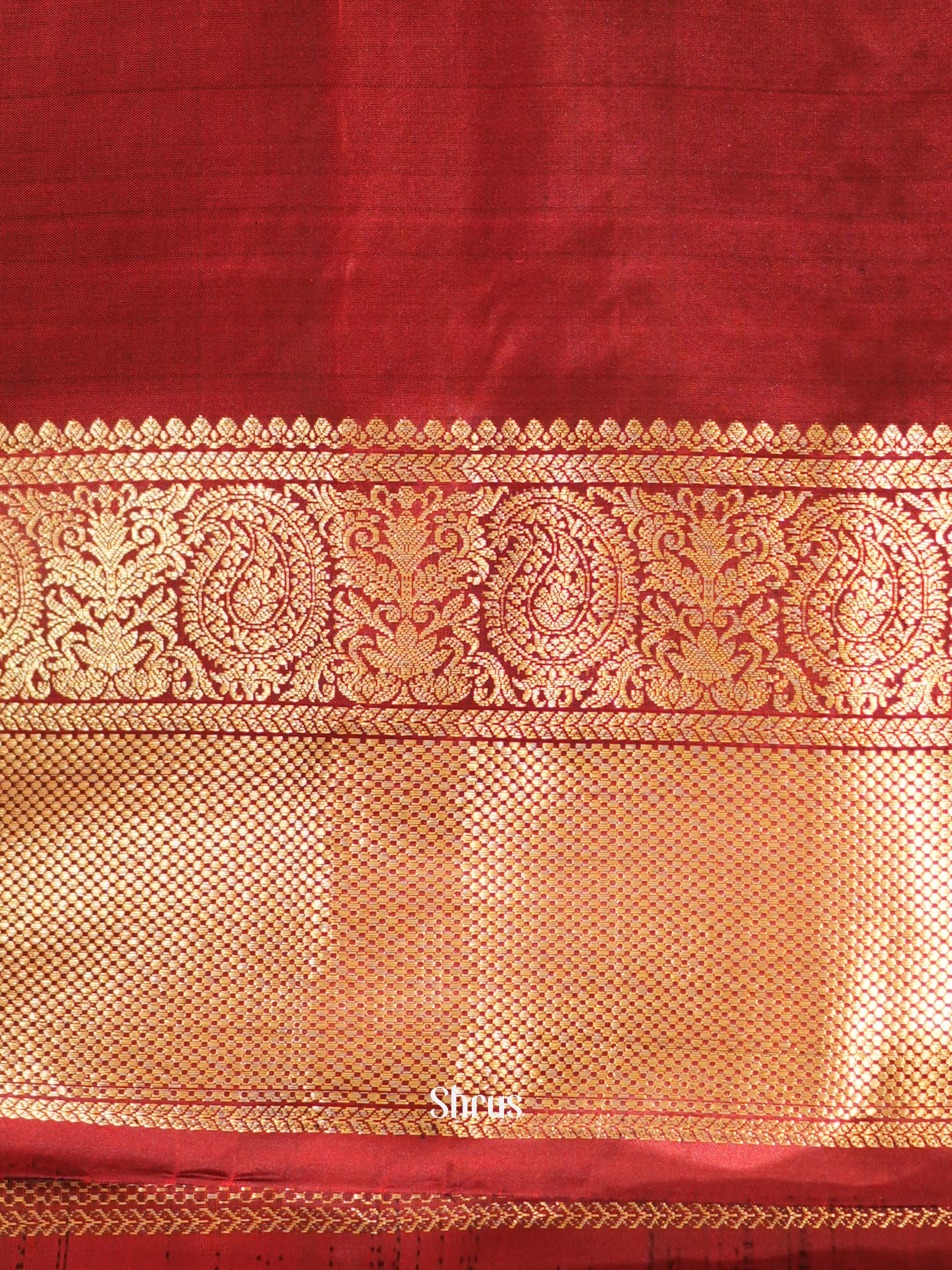 Green & Maroon - Soft Silk Saree - Shop on ShrusEternity.com