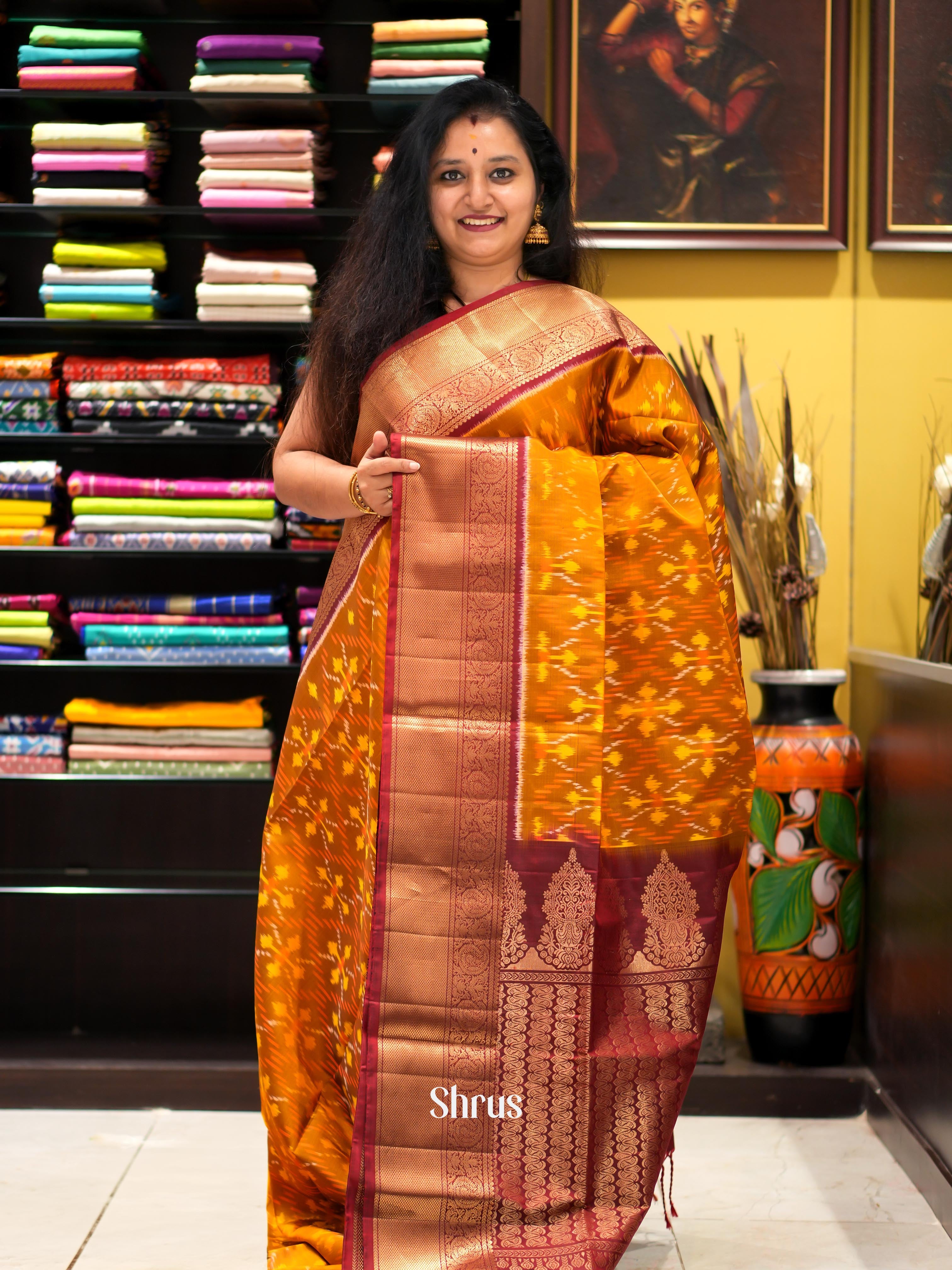 Brick & Maroon - Soft Silk Saree - Shop on ShrusEternity.com