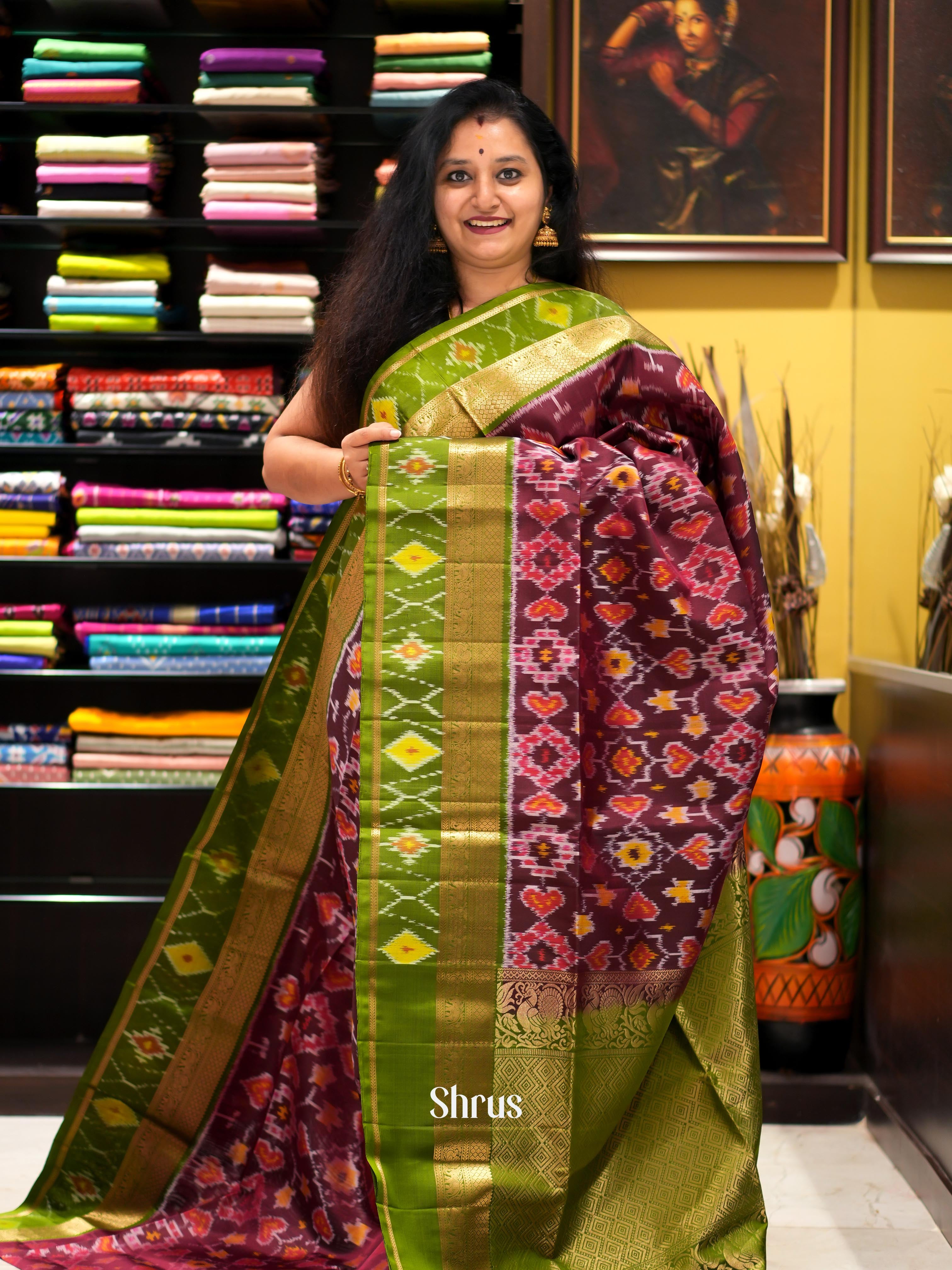 Purple & Green - Soft Silk Saree - Shop on ShrusEternity.com