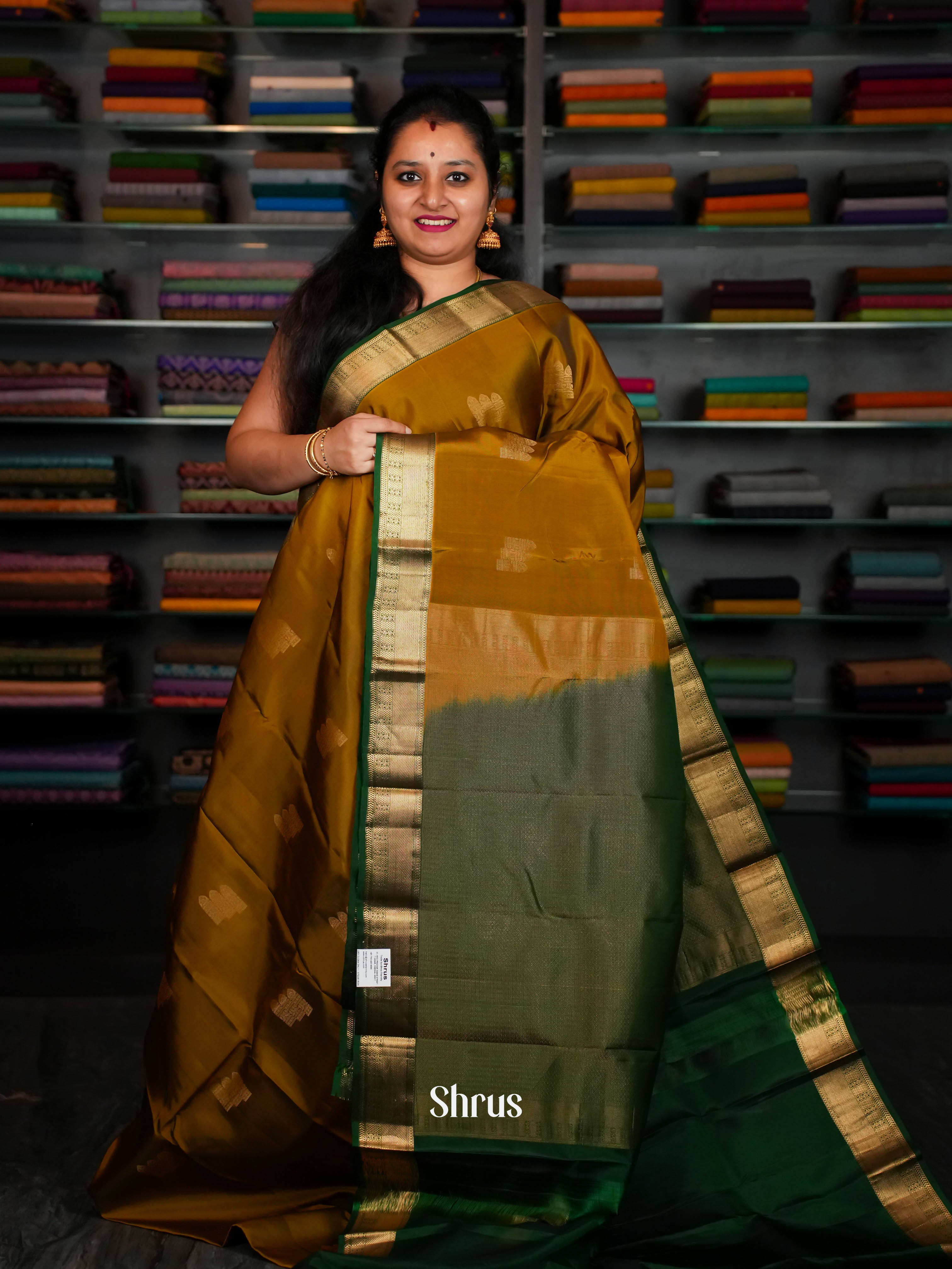 Yellowish Brown & Green - Softsilk-halfpure - Shop on ShrusEternity.com