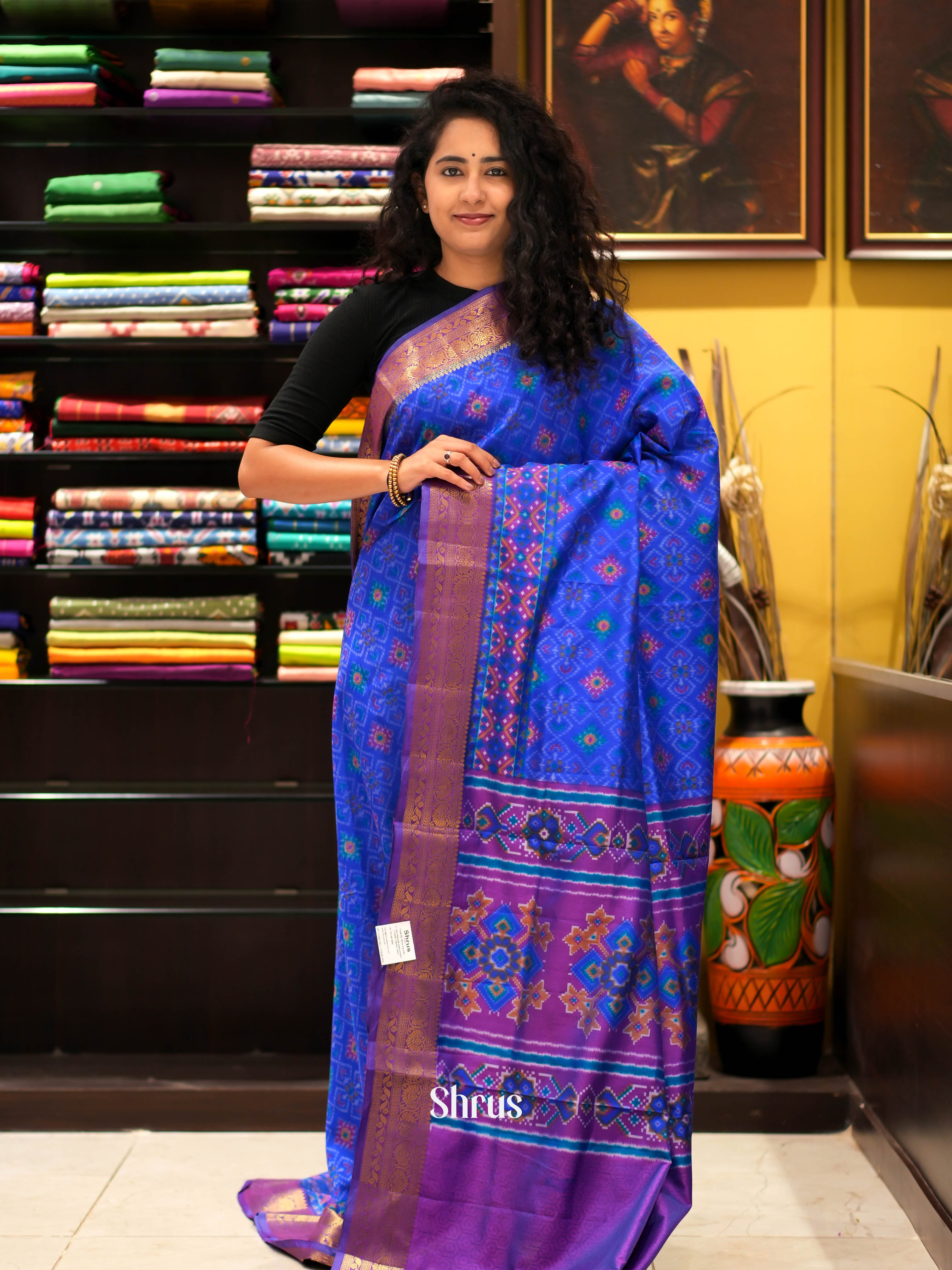 Blue & Purple - Semi patola Saree - Shop on ShrusEternity.com