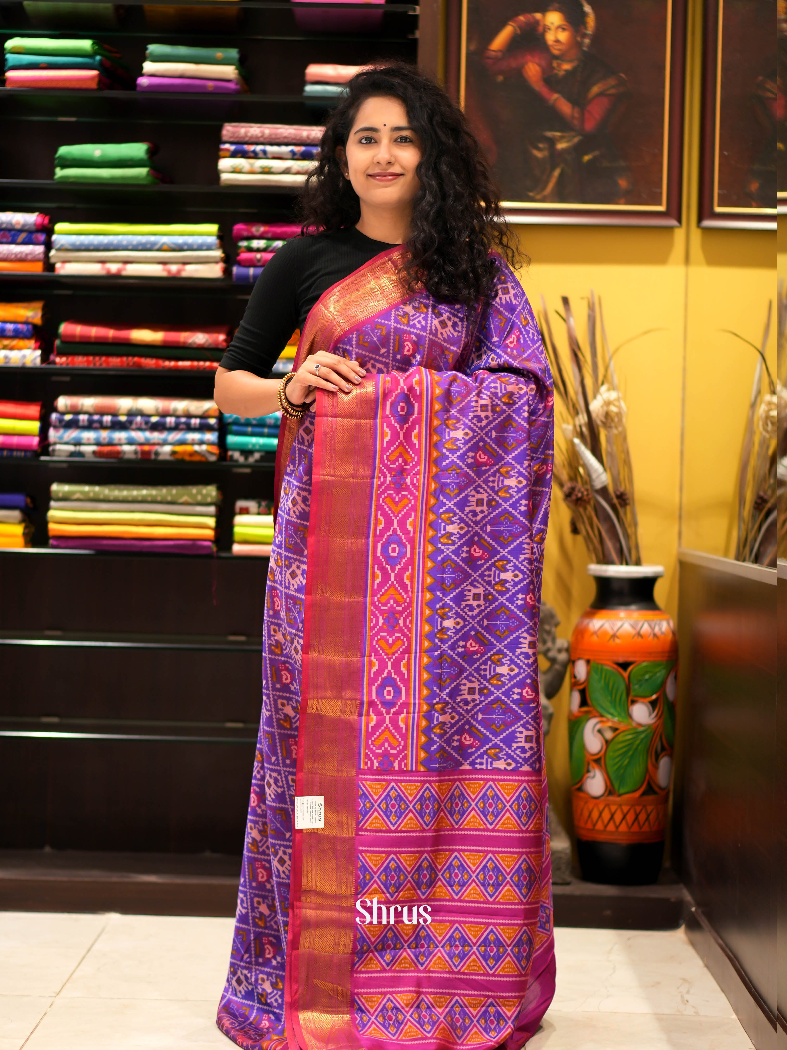 Purple & Pink - Semi patola Saree - Shop on ShrusEternity.com