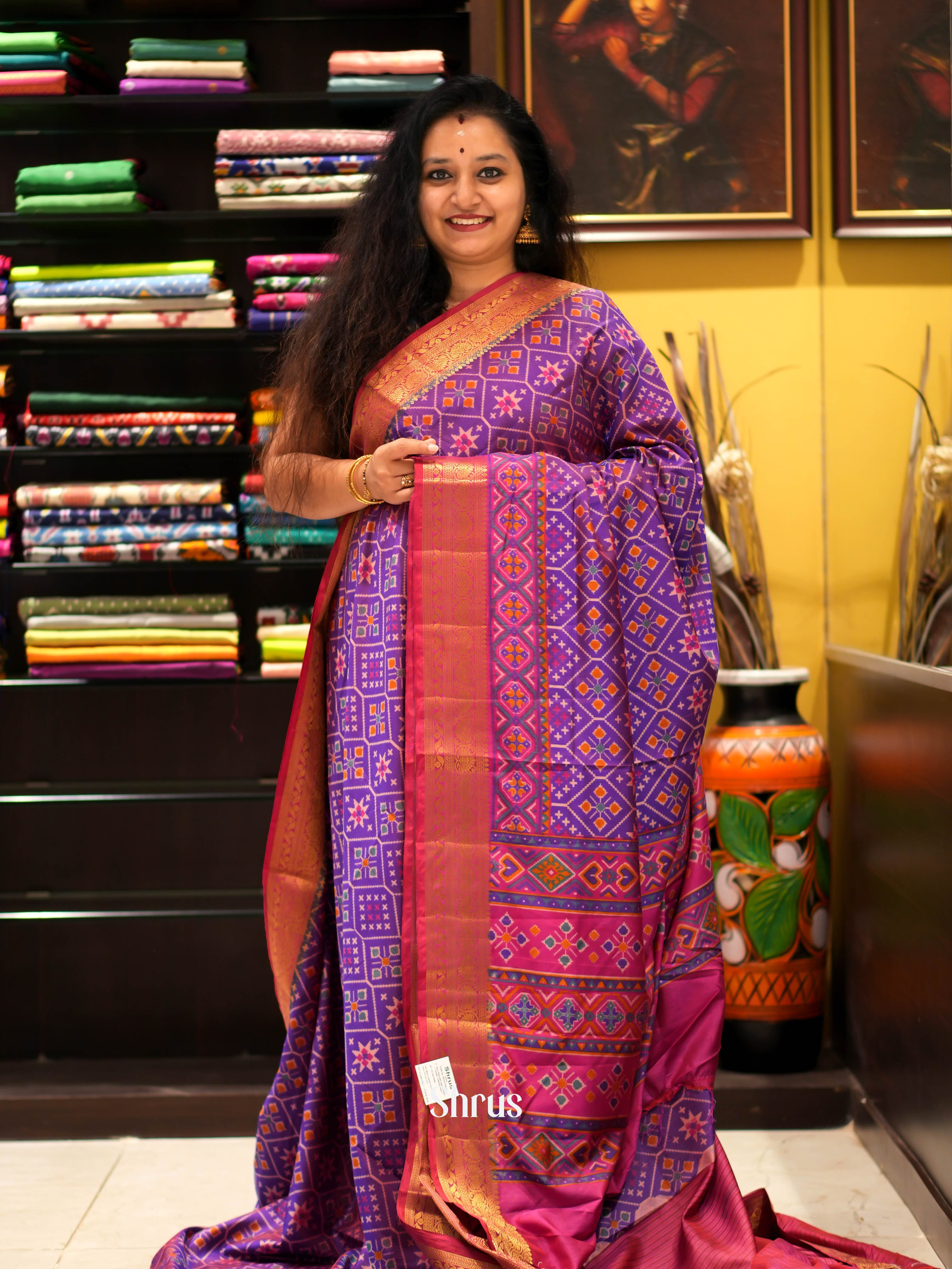 Purple & Pink - Semi patola Saree - Shop on ShrusEternity.com