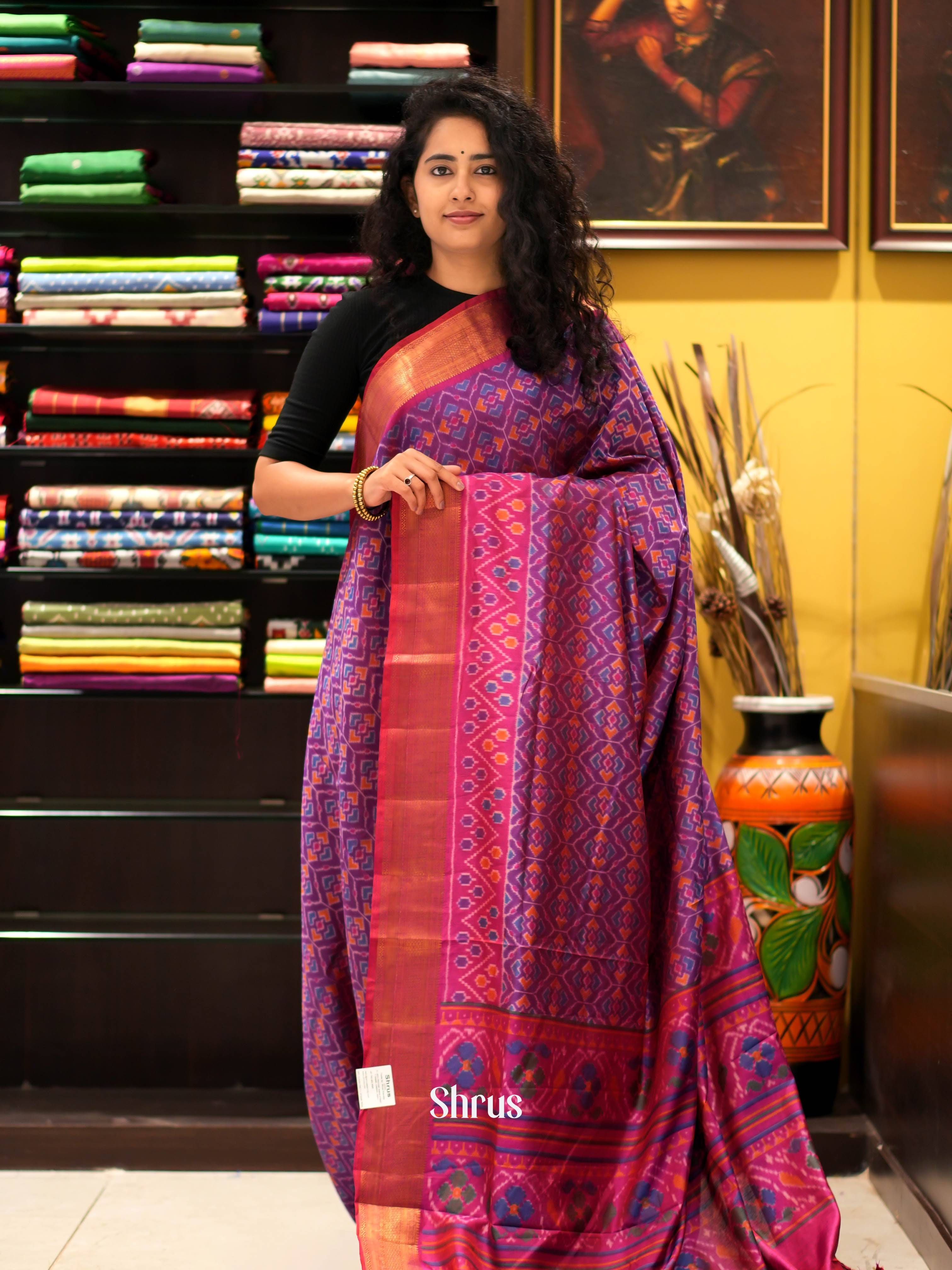 Purple & Pink - Semi patola Saree - Shop on ShrusEternity.com
