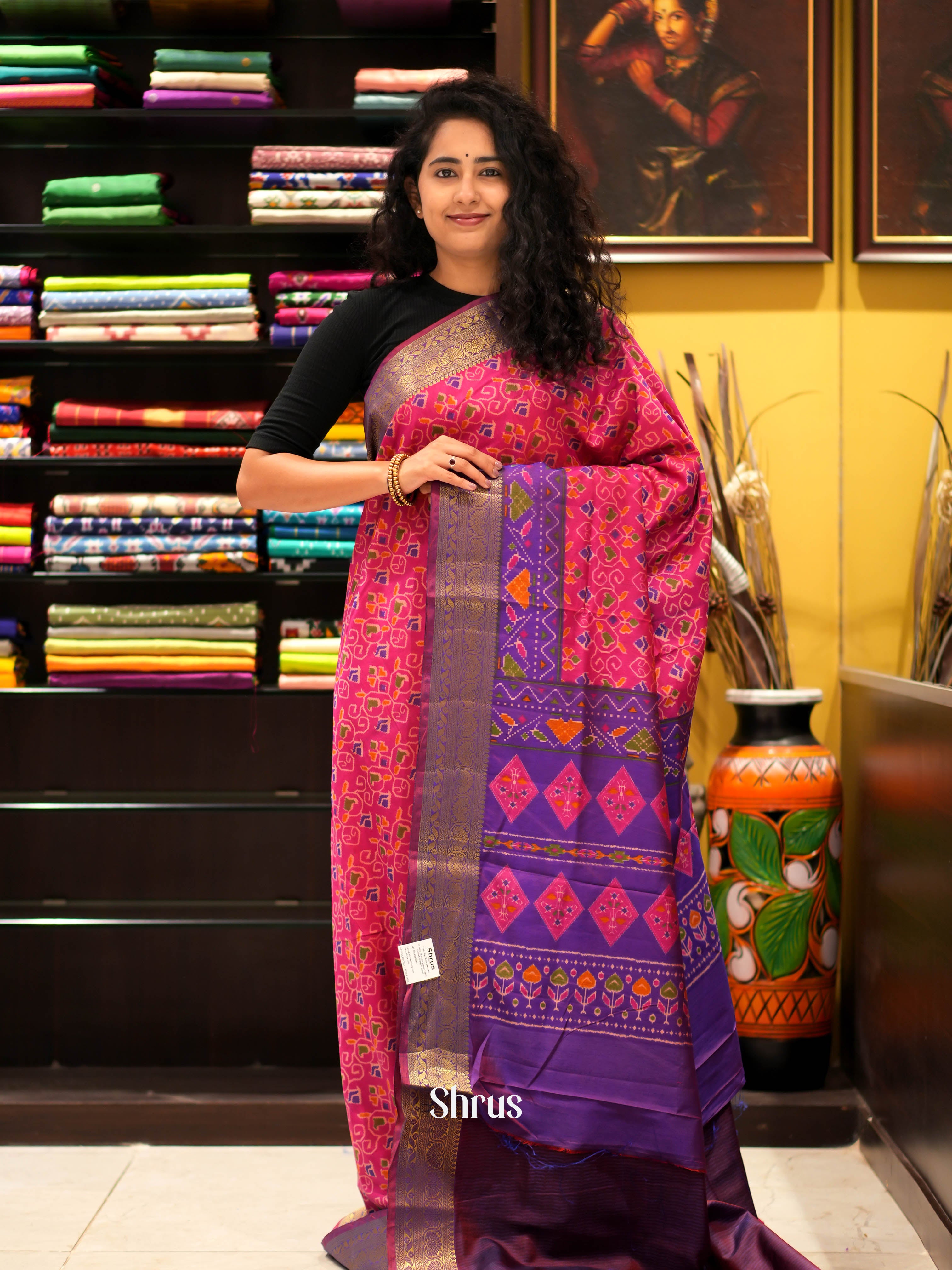 Pink & Purple - Semi patola Saree - Shop on ShrusEternity.com