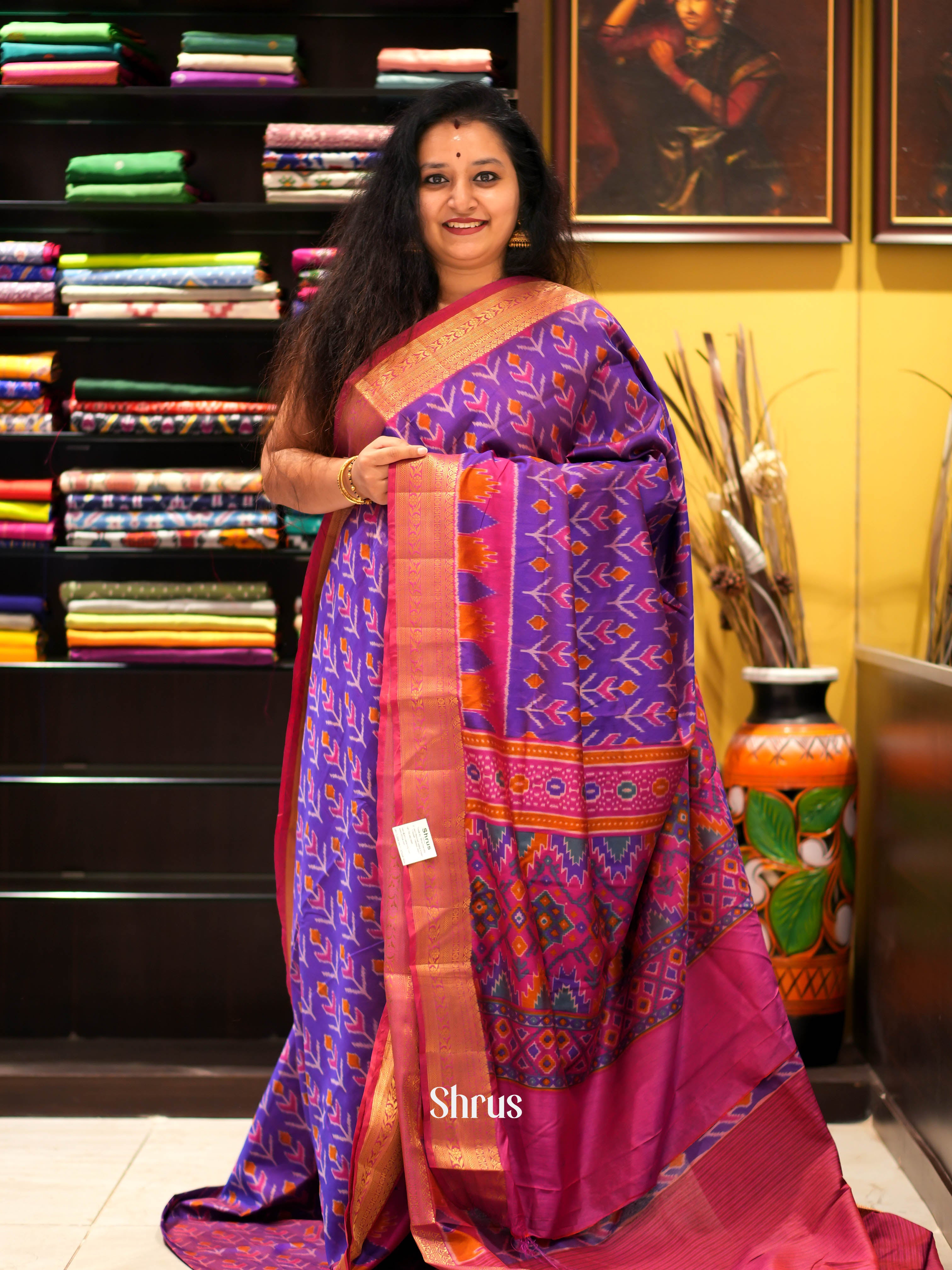 Purple & Pink - Semi patola Saree - Shop on ShrusEternity.com