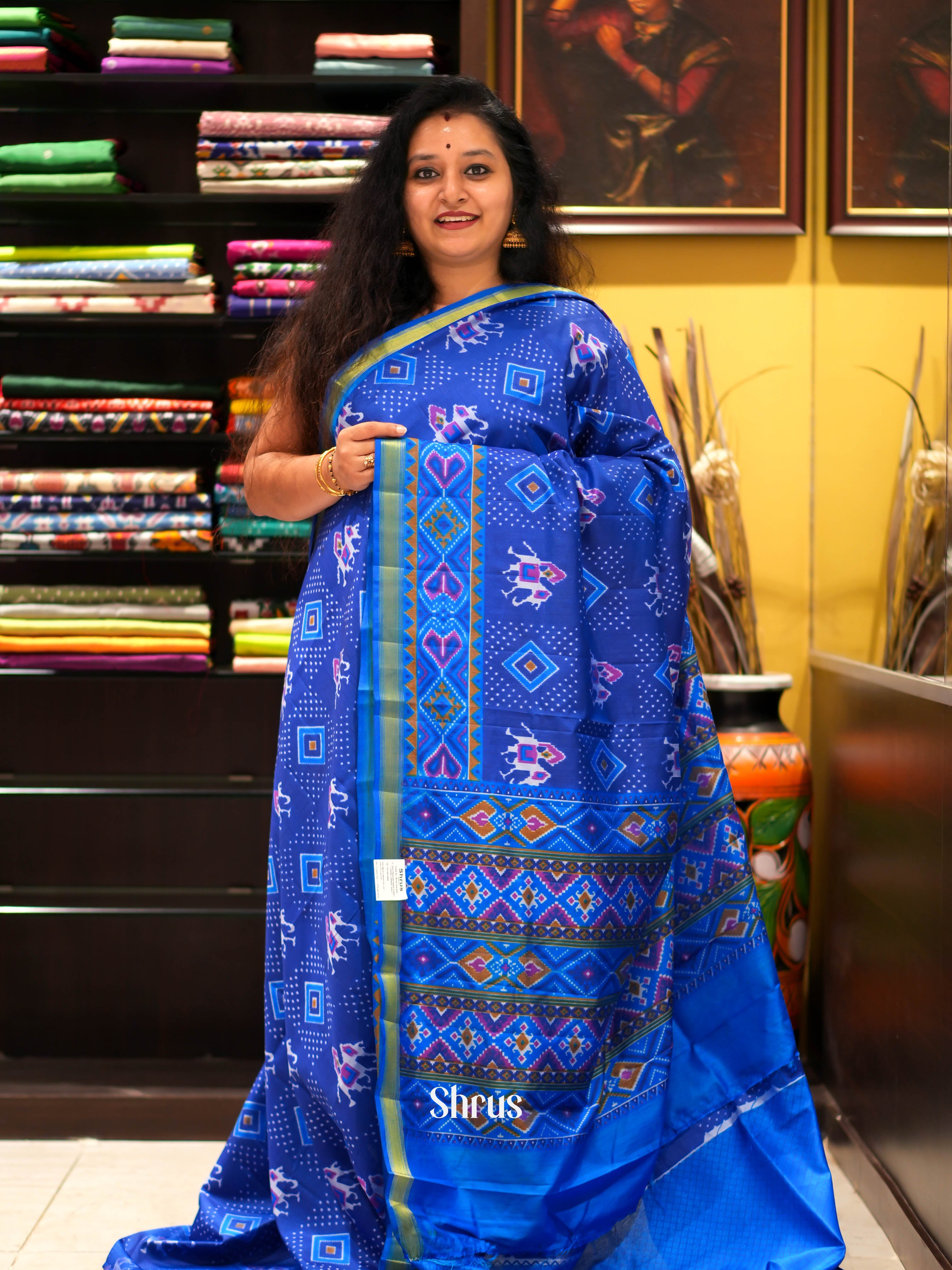 Blue - Semi patola Saree - Shop on ShrusEternity.com