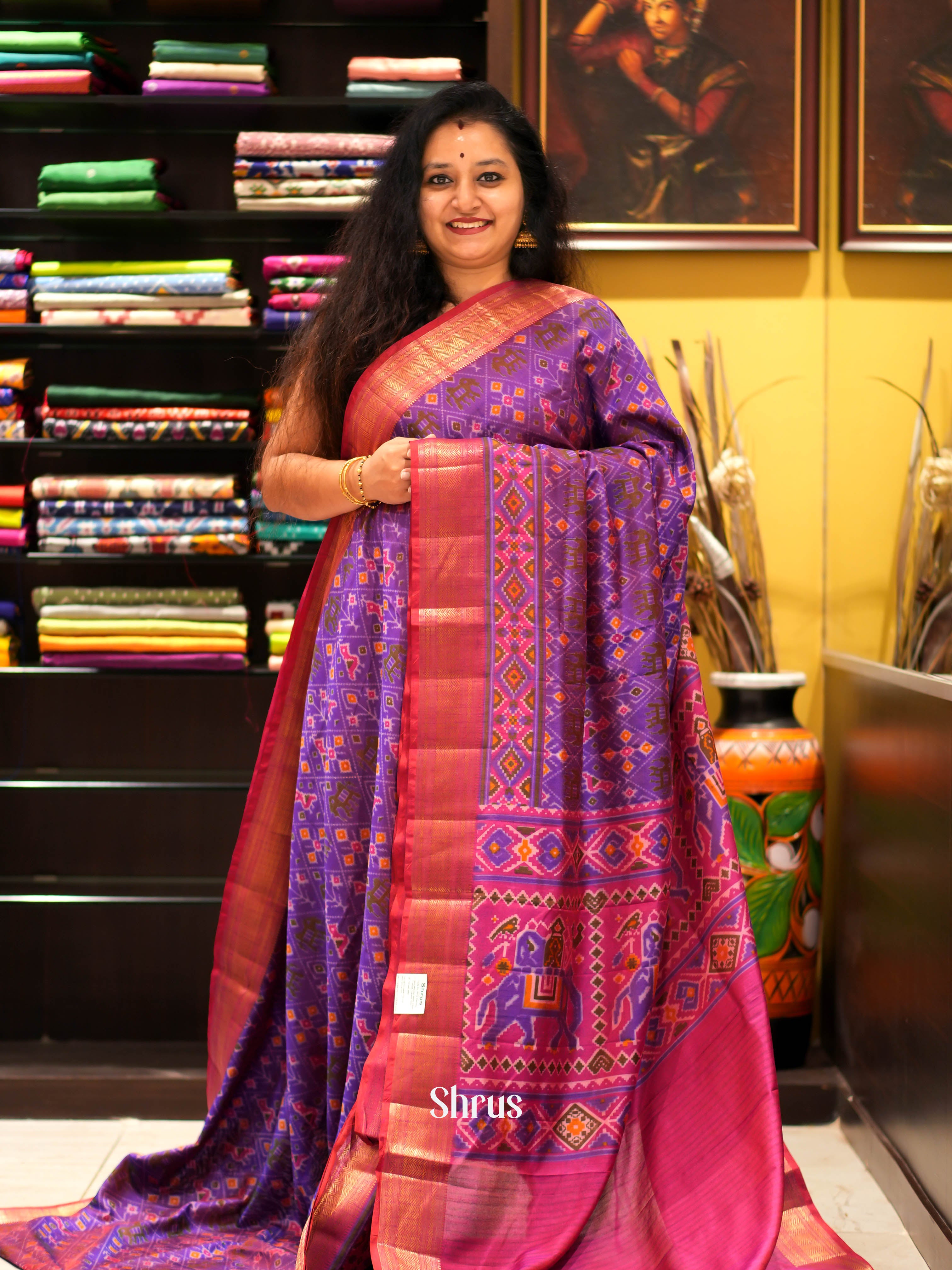 Purple & Pink - Semi patola Saree - Shop on ShrusEternity.com