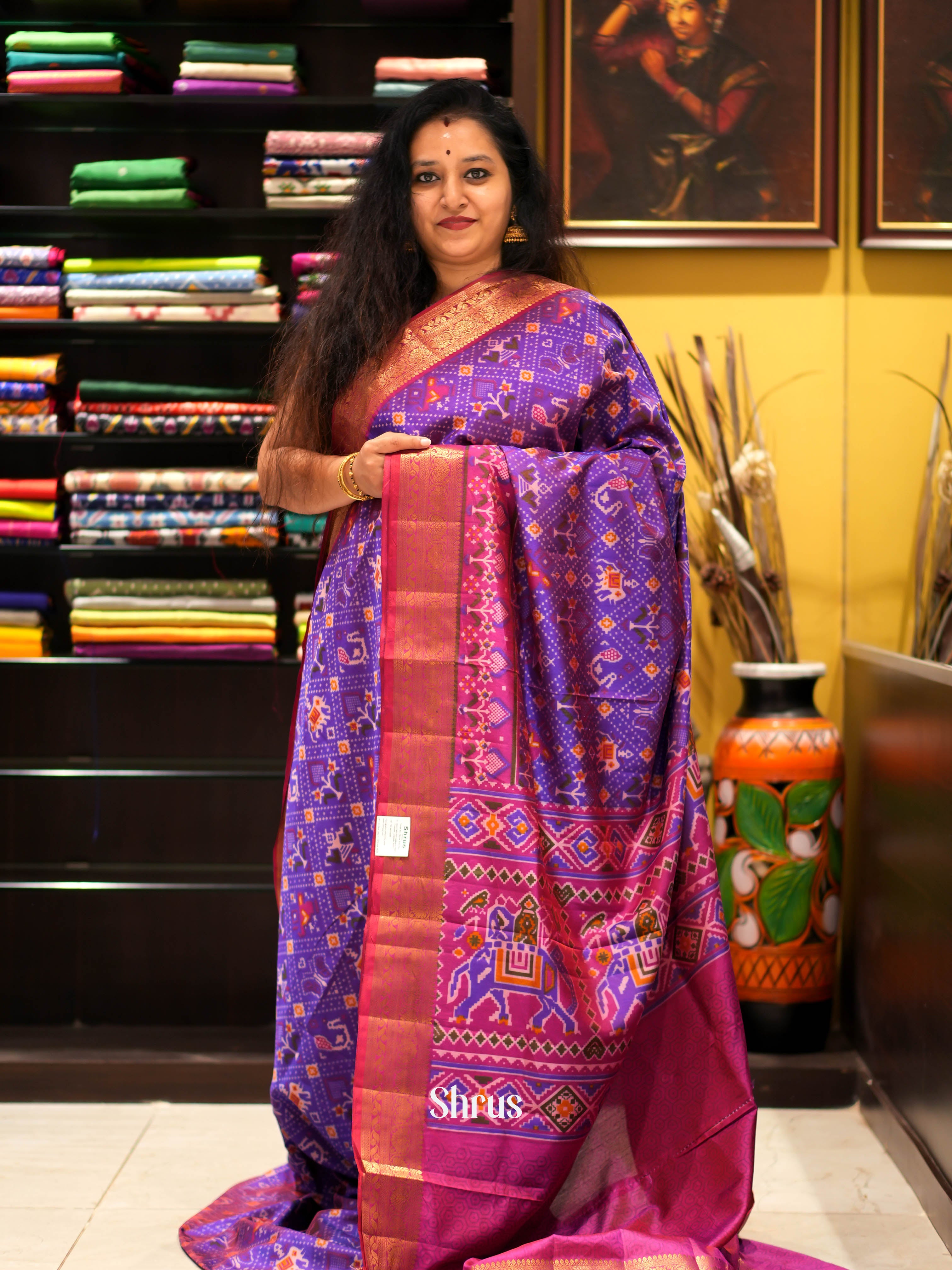 Purple & Pink - Semi patola Saree - Shop on ShrusEternity.com
