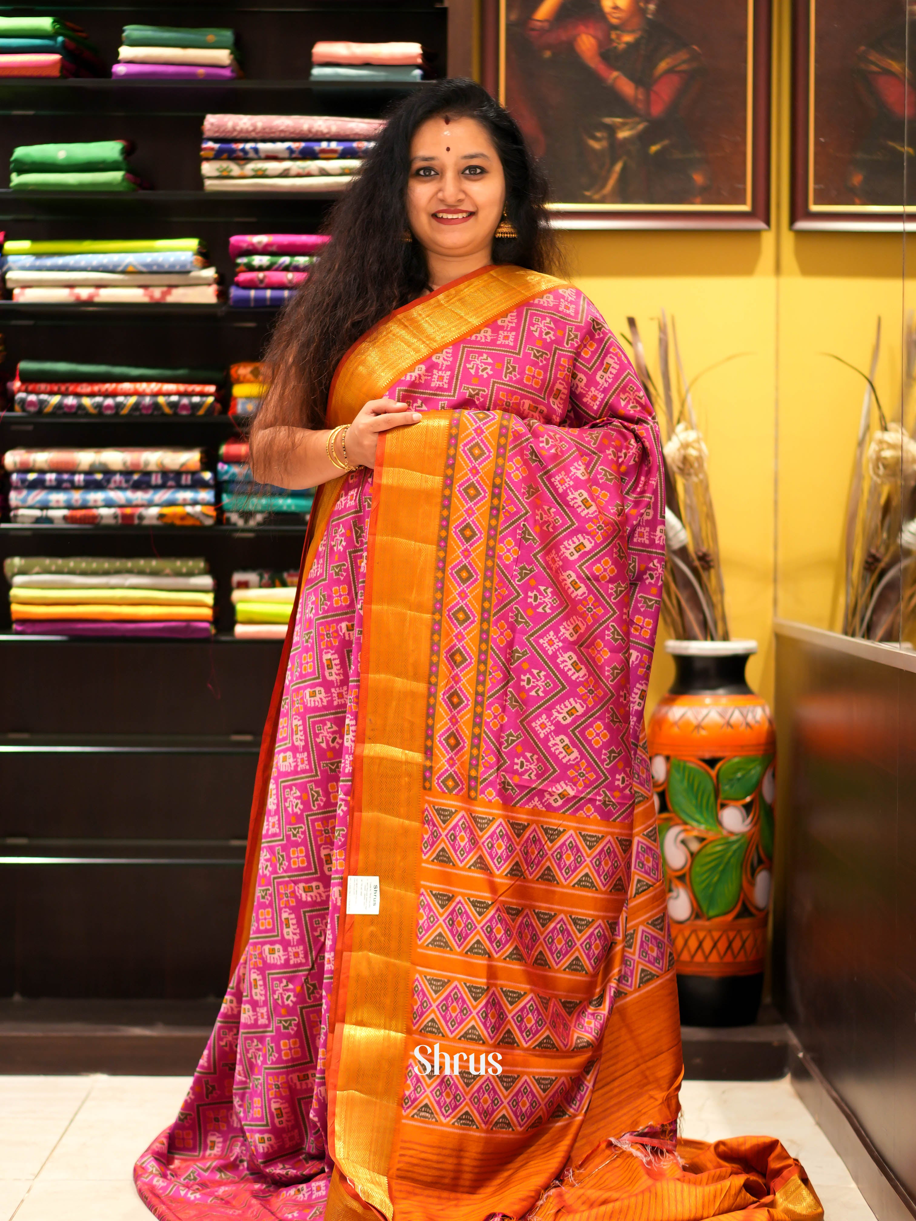 Pink & Orange - Semi patola Sareev - Shop on ShrusEternity.com