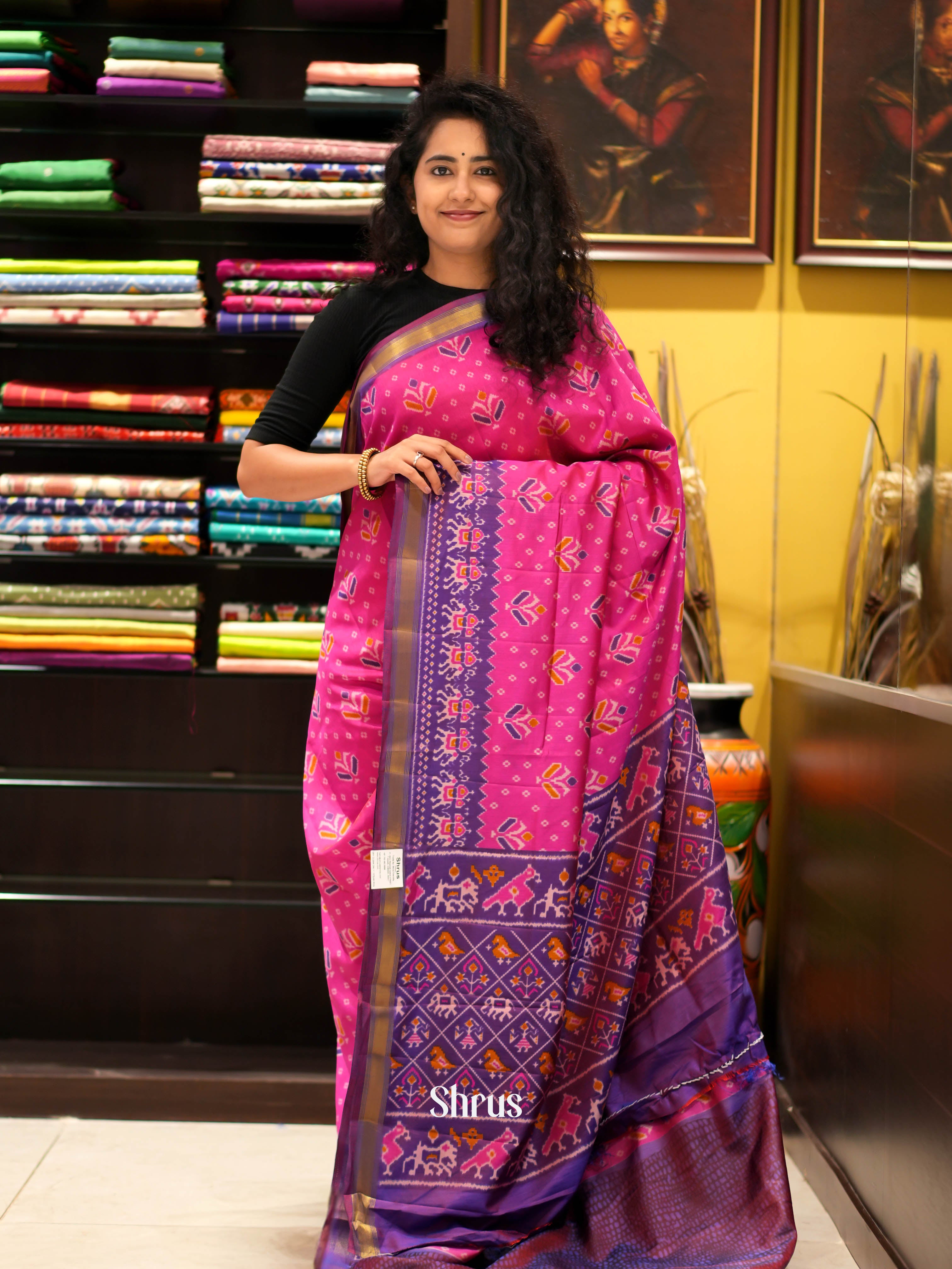 Pink & Purple - Semi patola Saree - Shop on ShrusEternity.com