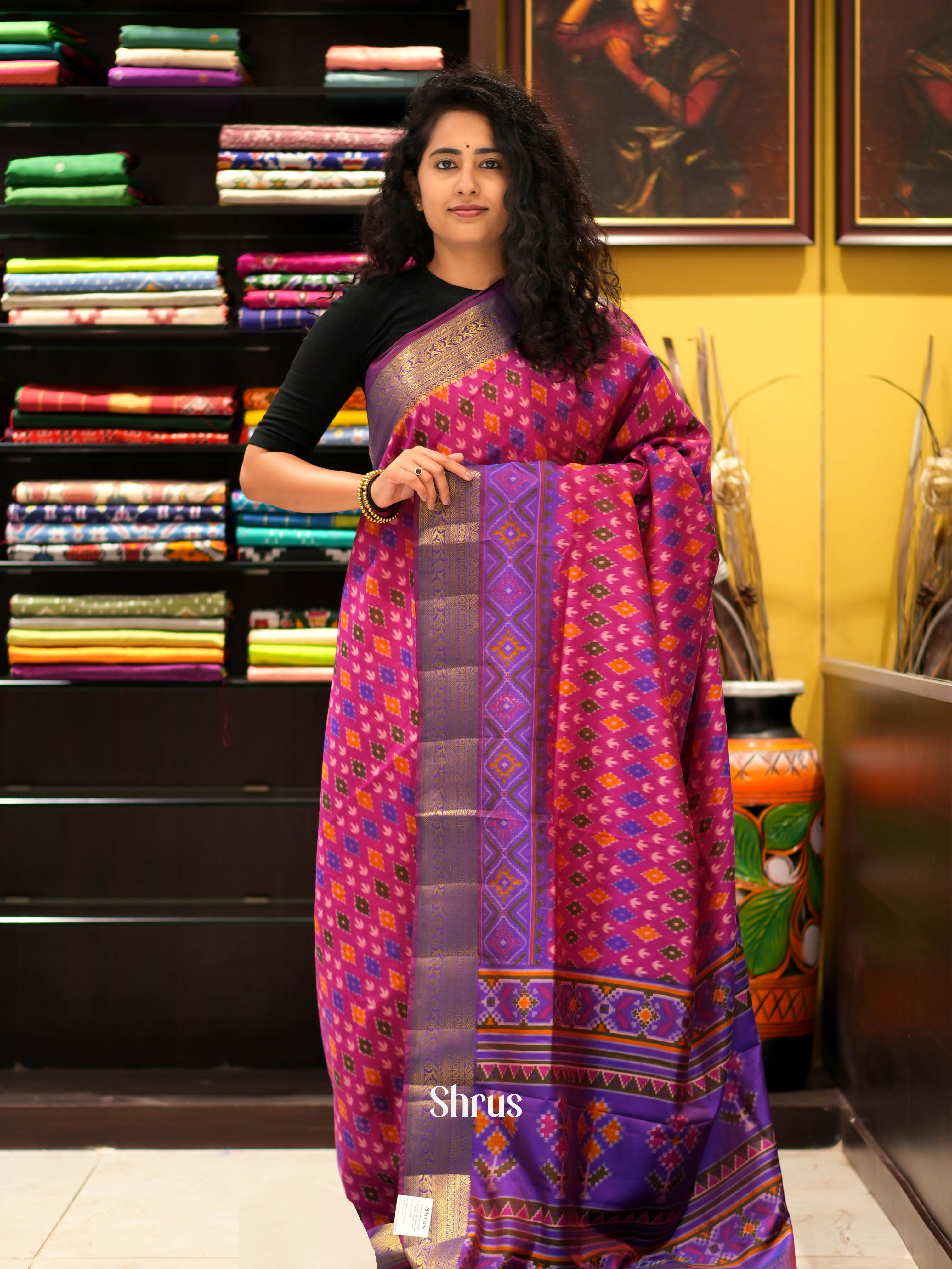 Pink & Purple - Semi patola Saree - Shop on ShrusEternity.com