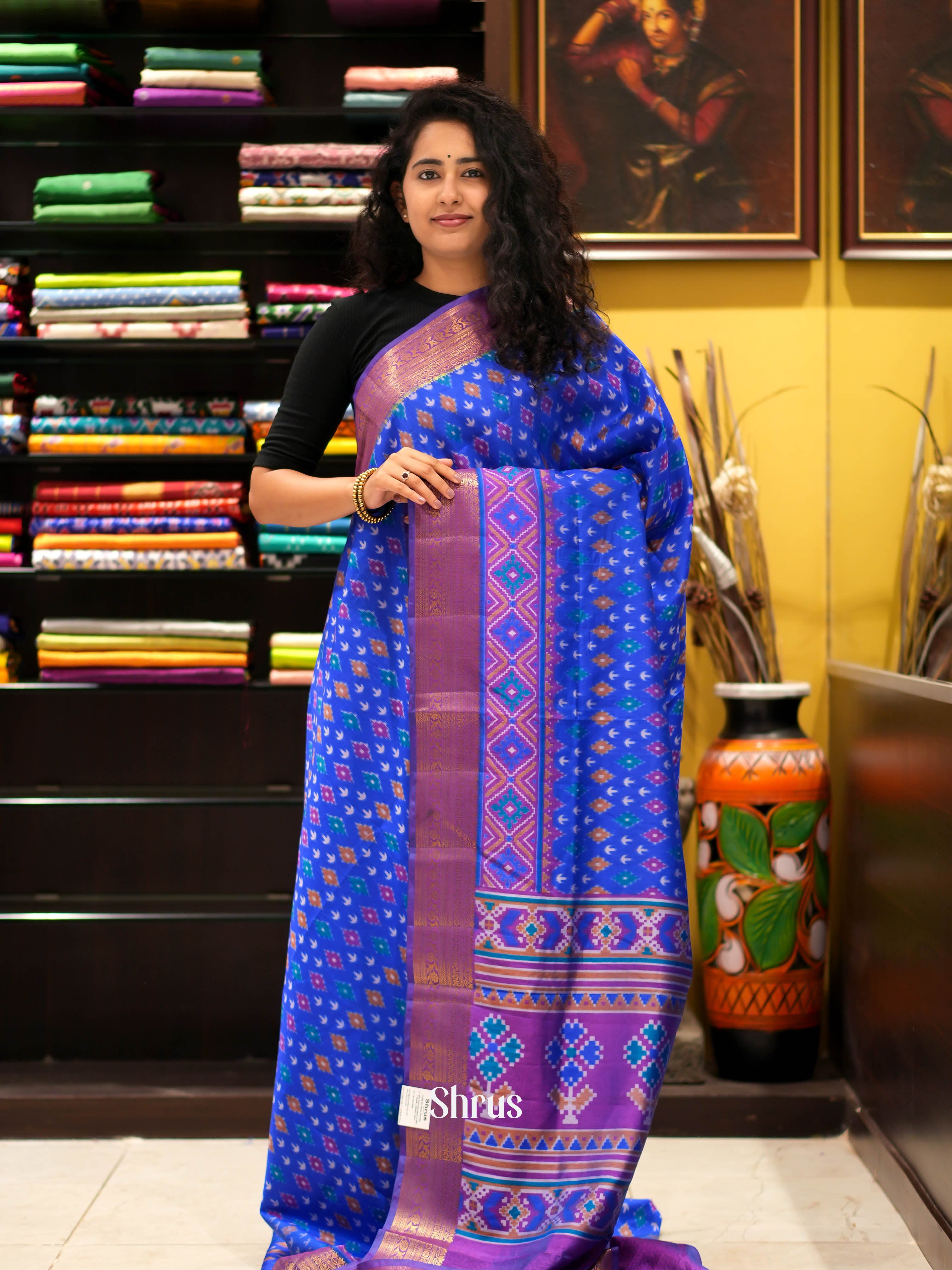 Blue & Purple - Semi patola Saree - Shop on ShrusEternity.com